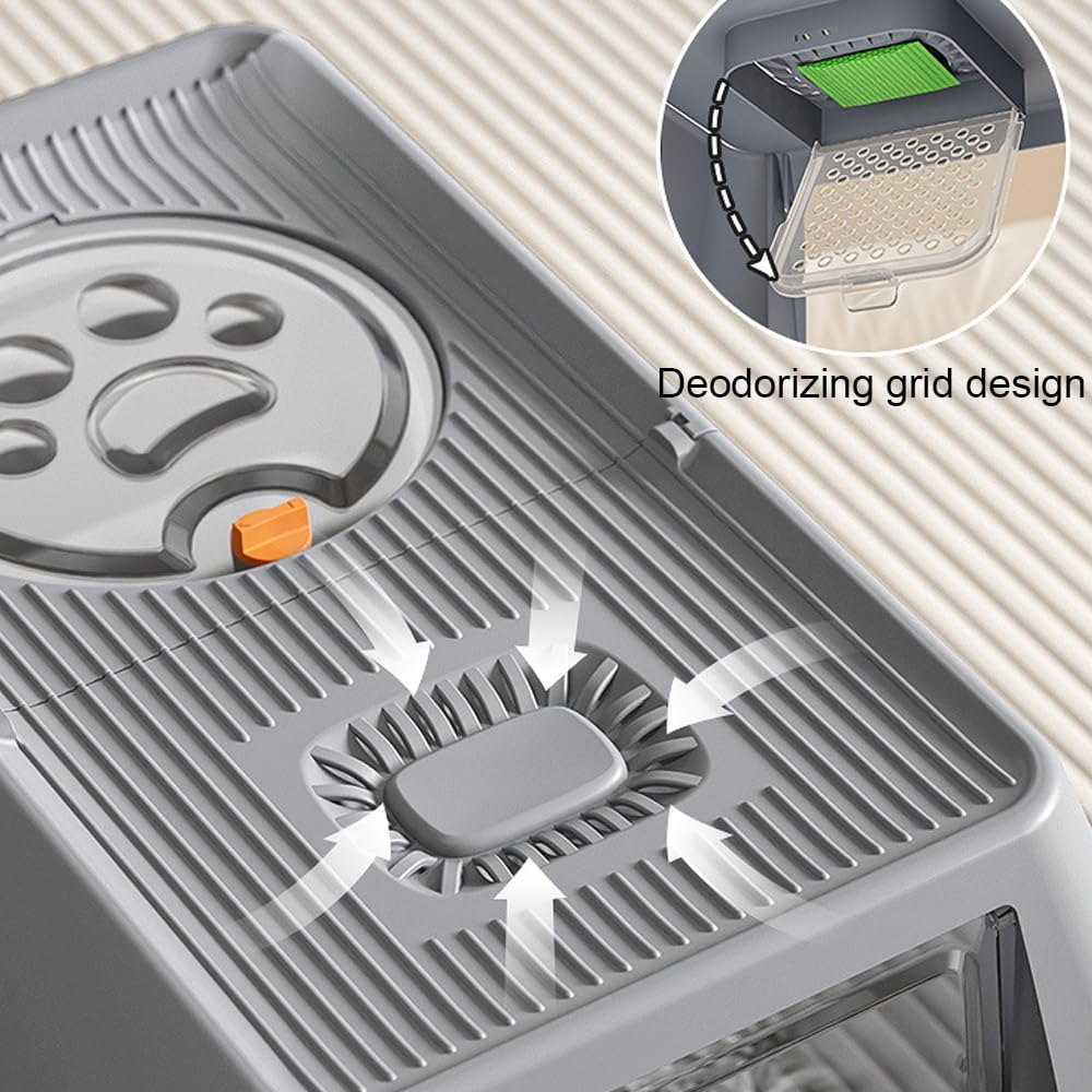 HPAMR Stainless Steel Cat Litter Box with Lid, Large Litter Box, Stainless Steel Cat Litter Box with High Side, Include Cat Mat and Scoop, Enclosed Removable Metal Litter Boxs image number 4