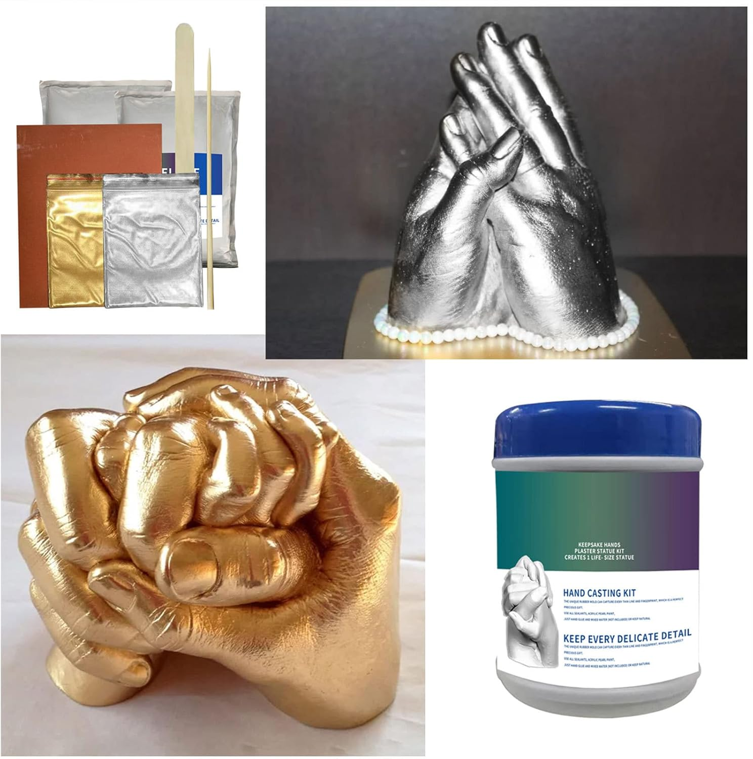 3D Casting Kit,Moulding Memories Kit Complete Adult Hand Casting Craft Kit,Hand Casting or Foot Casting with Baby or Children,Hand Moulding Kit Couples,Ideal for Wedding,Engagement,Wedding Gift image number 6