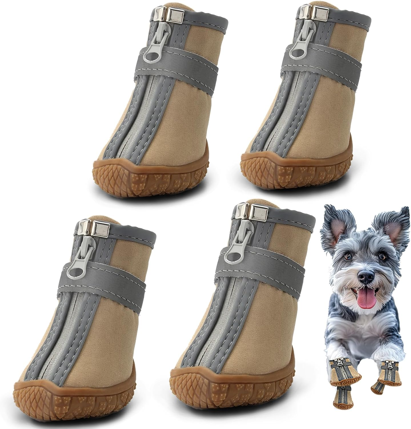 Hcpet Dog Shoes for Small Dogs, Dog Boots & Paw Protectors for Hot Pavement Winter Snow Hiking, Anti-Slip Dog Booties for Hardwood Floor Black Size 5