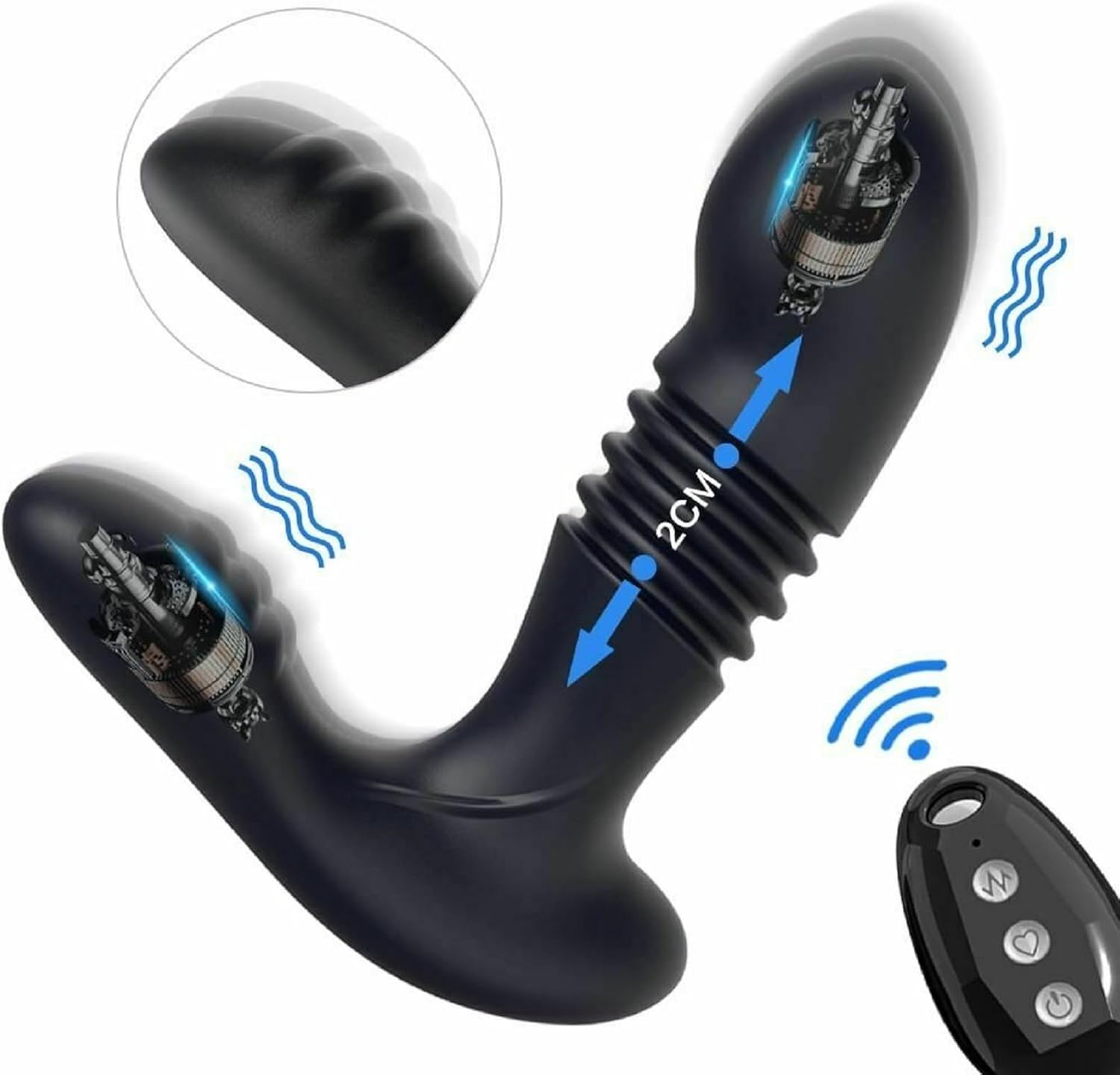 Thrusting Anal Vibrator Prostate Massager - Anal Toy Butt Plug with 3 Thrust & 12 Vibration Modes, Remote Control Anal Male P Spot Prostate Massager Dildo for G-Spot Men Waterproof Adult Sex Toy image number 4