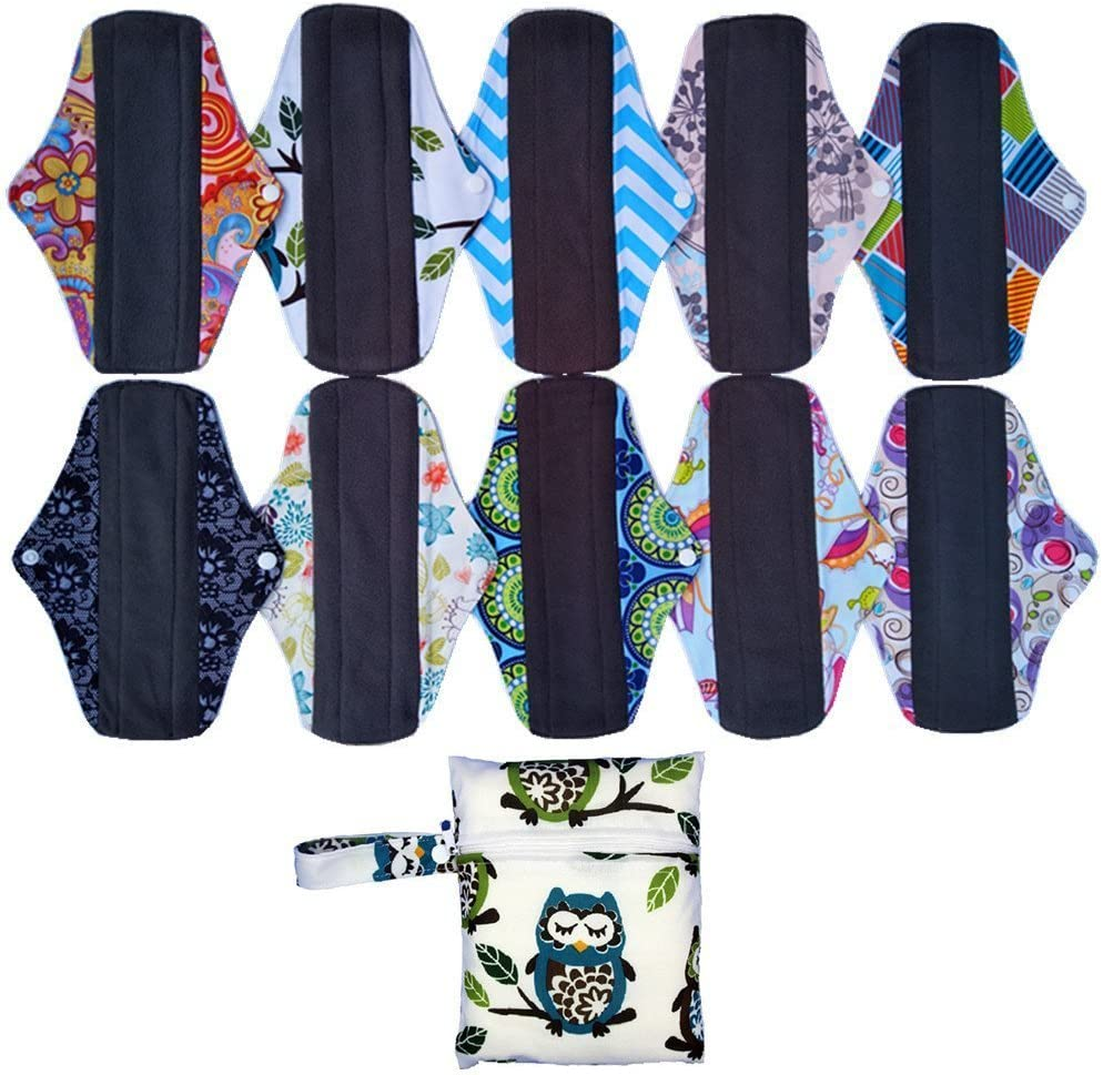 10Pieces 10Inch Reusable Washable Menstraul Pads Sanitary Pads image number 3