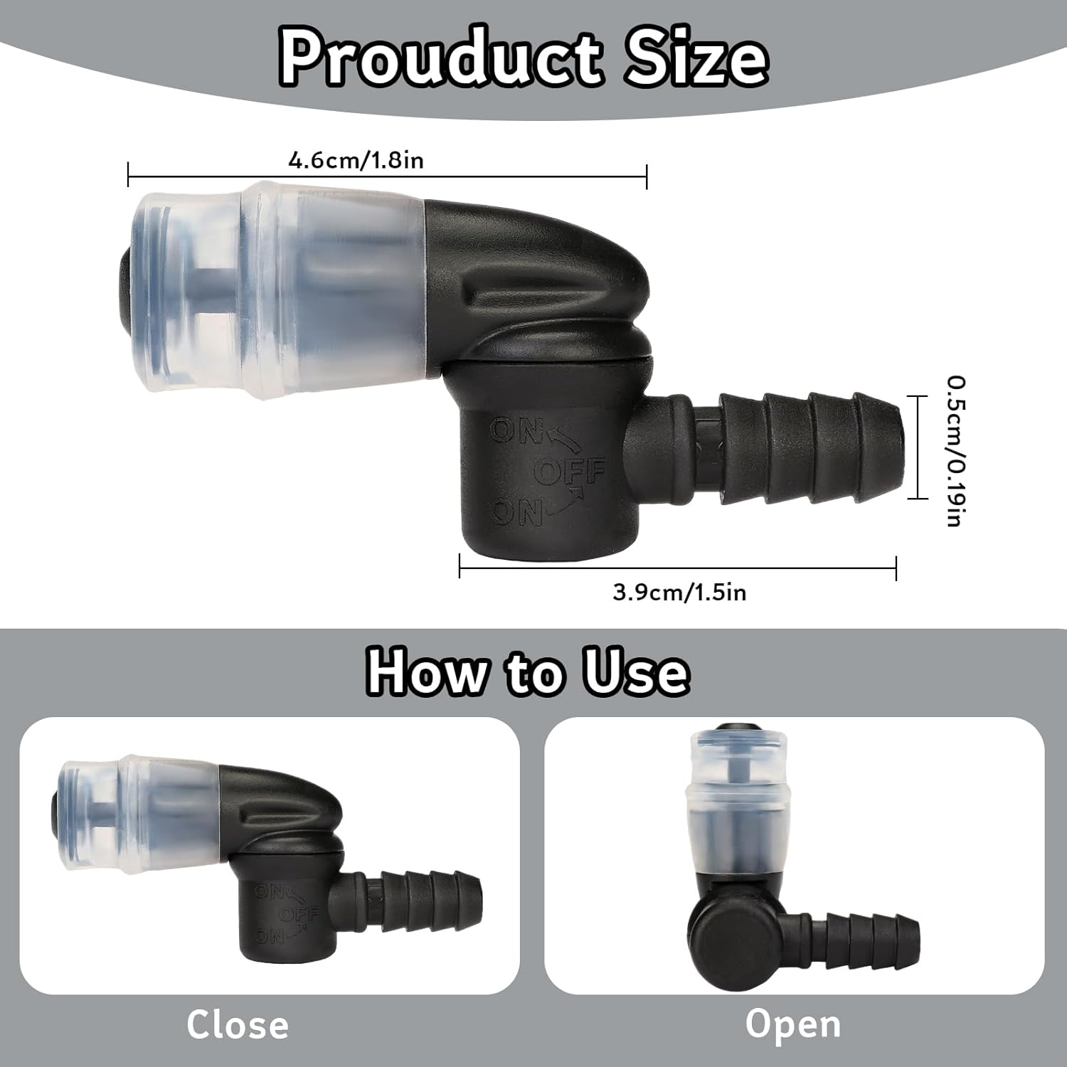 4Pcs Bite Valve Replacement with a Connector for Hiking Backpack Water Bladder Hose, Black Silicone Replacement Bite Valve Sheath Compatible with Osprey Packs Hydraulics Reservoirs image number 1