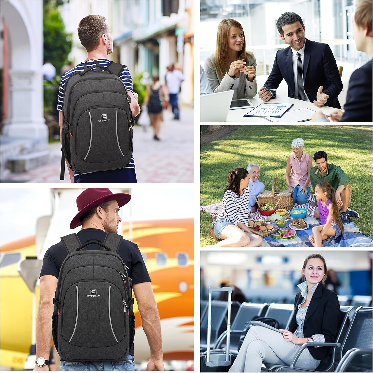 Cafele 17.3 Laptop Backpack Travel Computer Backpack College Bookbag School Backpack with USB Charging Port image number 2