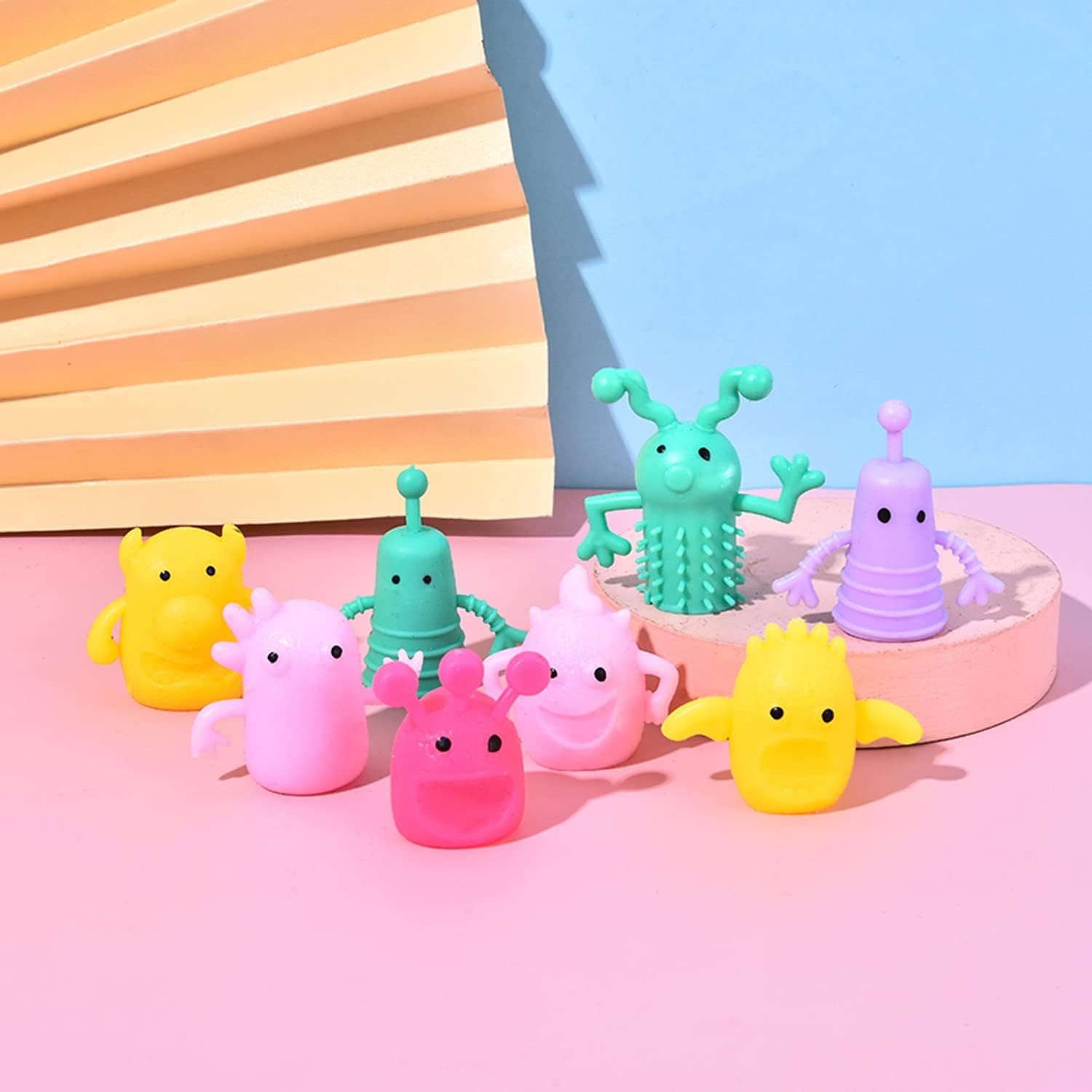 20 PCS Cute Monster Stretchy Finger Puppets, Soft Rubber Fidget Toys for Role Playing, Party, Christmas image number 5