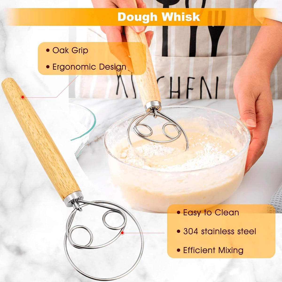 9SHOME Complete Sourdough Bread Starter Kit, 9 Inch round Banneton Proofing Basket, Bread Baking Supplies with 32Oz Sourdough Jar, Dough Whisk, Scraper & Bread Lame, Spatula, Silicone Mat image number 6