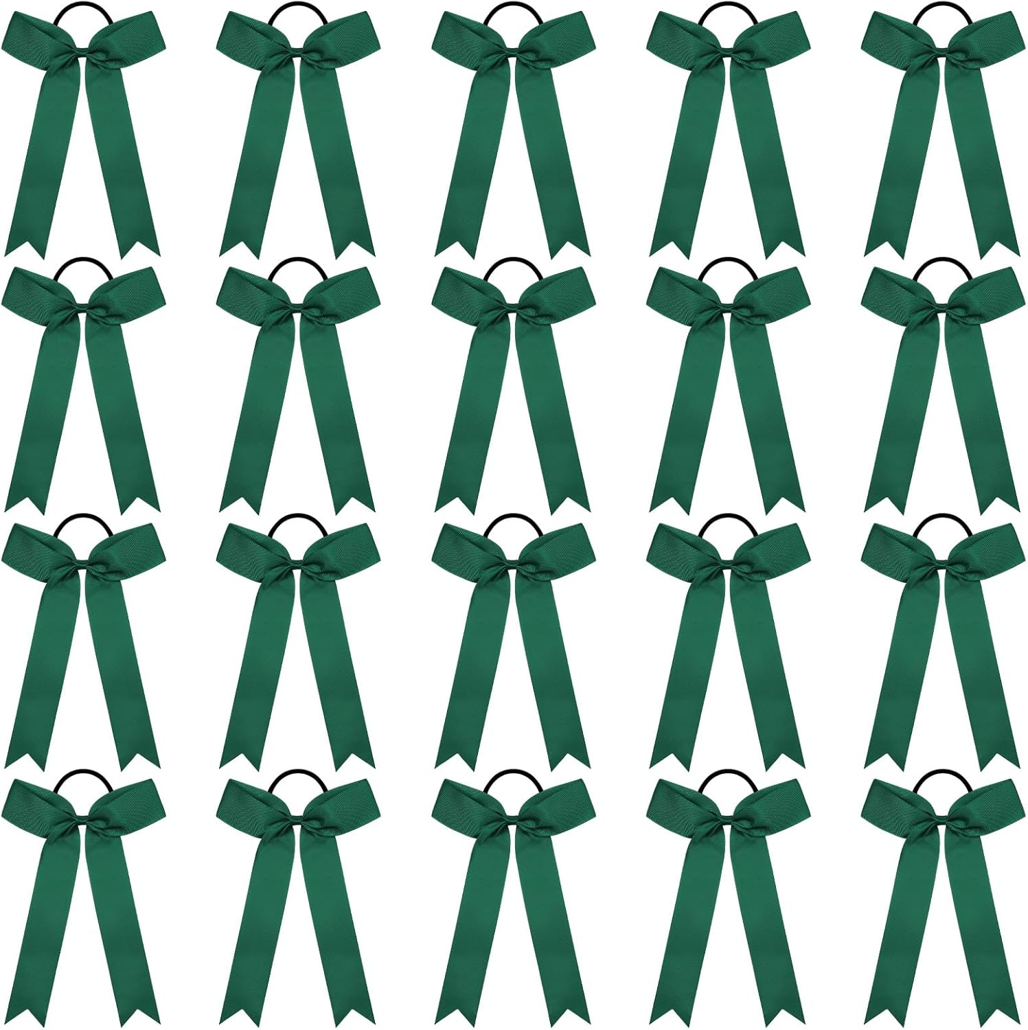 CEELGON 20 PCS College Style Cheer Bows Collegiate Long Tail Skinny Bow Elastic Hair Tie for Teens Girls Softball Competition Sports Cheerleaders (Teal)
