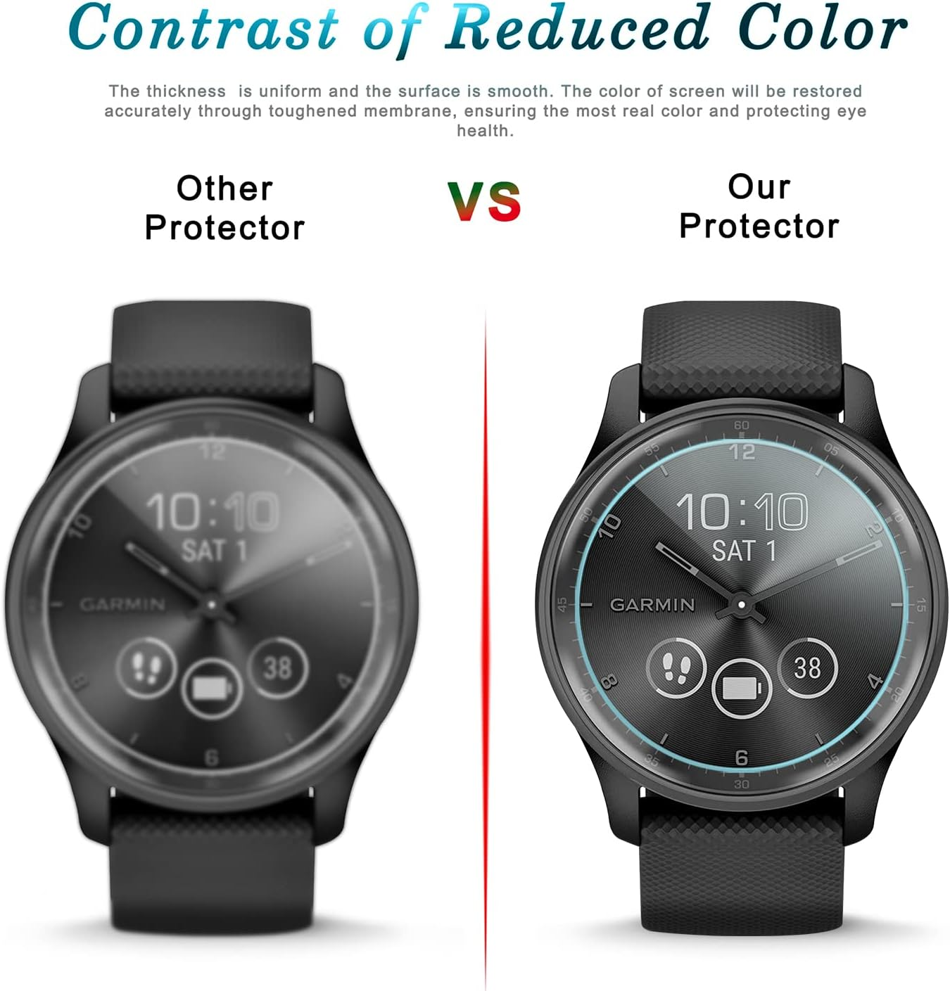 Diruite Pack of 4 for Garmin Move Trend Tempered Glass Screen Protector HD Glass Anti-Scratch Screen Protector for Garmin Move Trend Screen Protector [Anti-Oil, 9H Hardness] image number 6