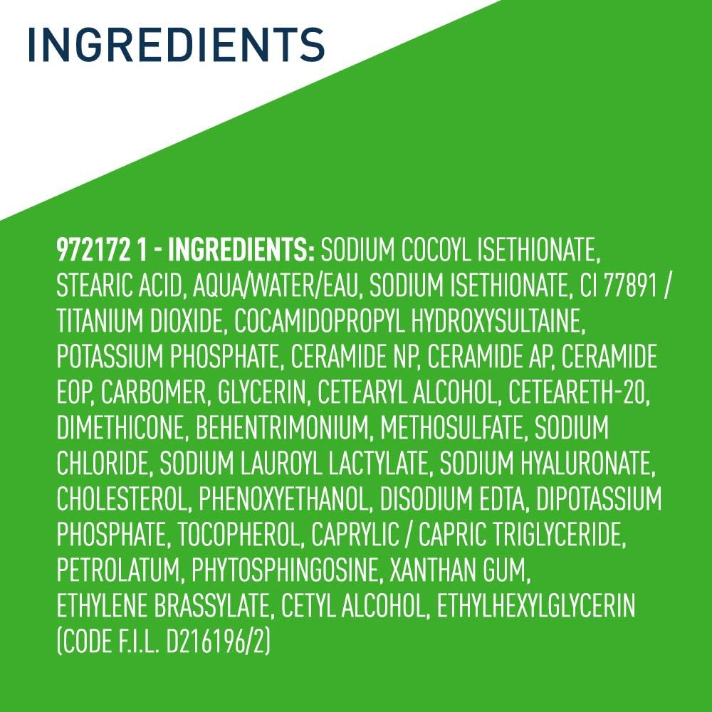 Cerave Hydrating Cleanser Bar | Soap-Free Body and Facial Cleanser with 5% Moisturizing Cream | Fragrance-Free |3-Pack, 4.5 Ounce Each image number 5