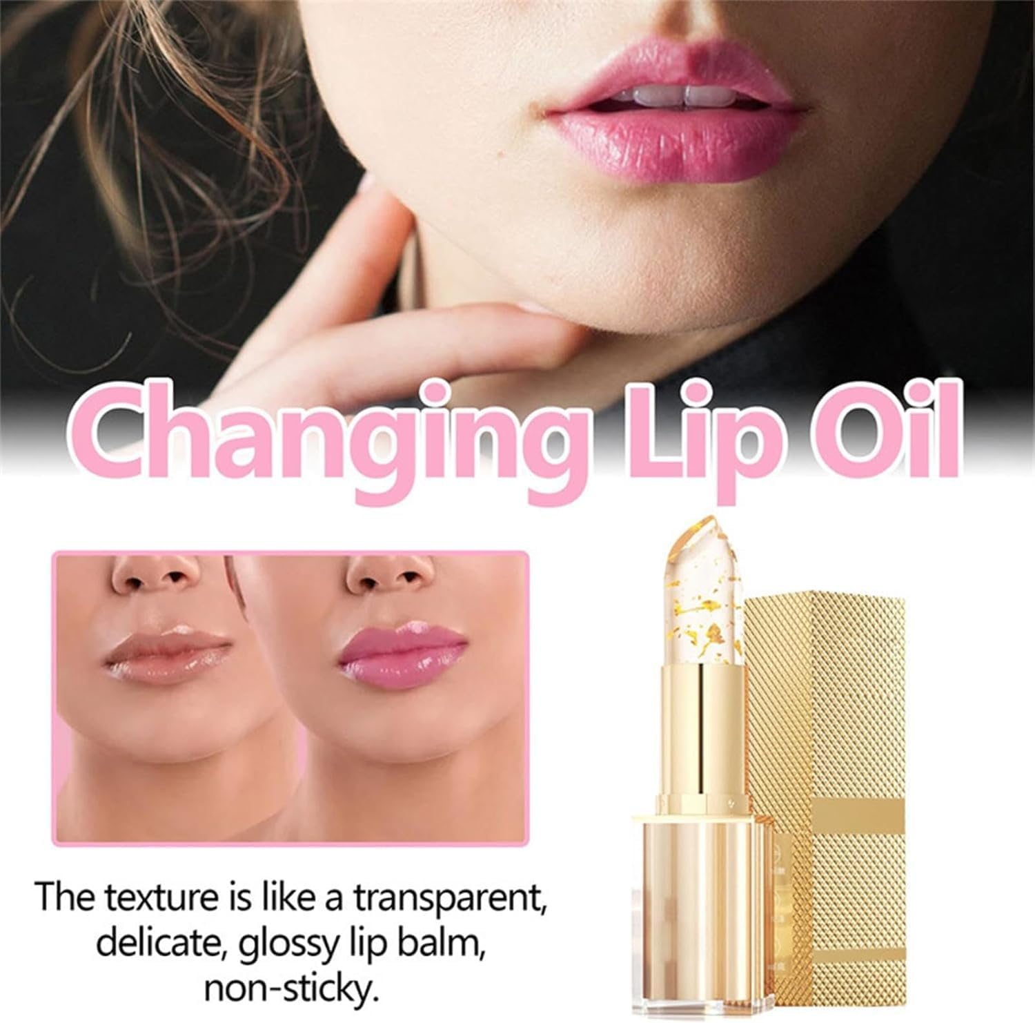 Levora Color Changing Lipstick, Transferproof Color Changing Lipstick, Transparente Transferproof Gold Crystal Color Changing Lip Stick, Long Lasting 24 Hours, Deep Nourishment (3) image number 1