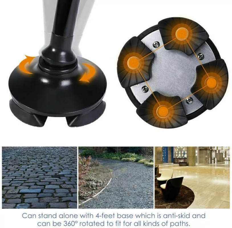 Elder Folding Walking Stick Walking Cane Height Adjustable LED Light Alarm image number 6