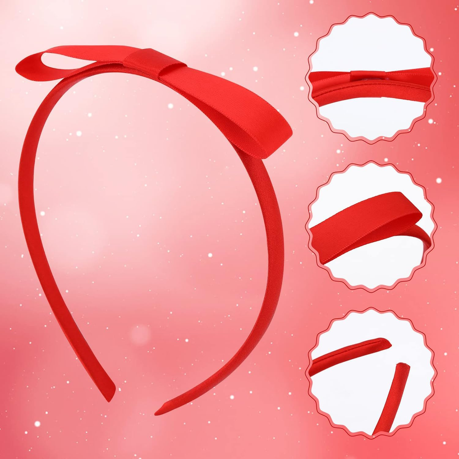 Red Bow Headband for Girls Women, Cute Hair Bow Knotted Hair Hoop, World Book Day Party Cosplay Costume Accessories for Matilda