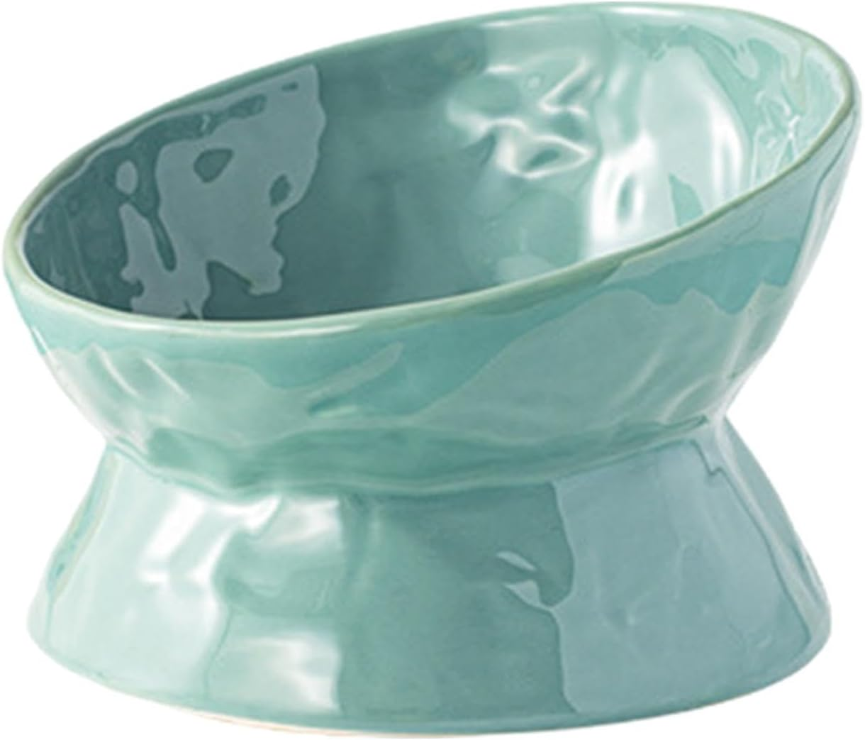 Shurzzesj Elevated Cat Water Bowl, Ceramic Cat Food and Water Bowls, Anti-Tip Pet Food Dish, Wide Cat Food Bowl for Cats Dogs Pets - Creamy Yellow Flat Mouth image number 4