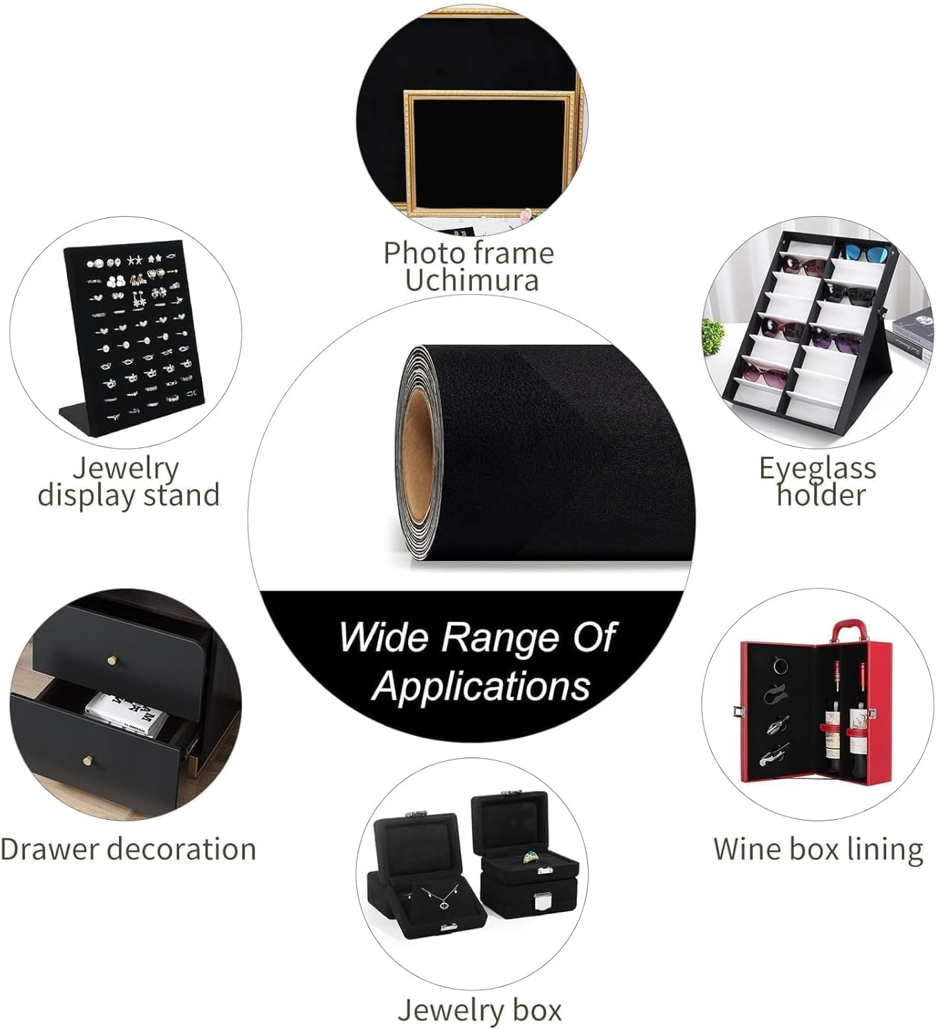 Fabric Wrap Self Adhesive Suede, Premium Suede Adhesive Stretch Film Sticker Luxurious Look for Furniture Upholstery DIY Car Interior 16In X 78.7In, Black image number 6