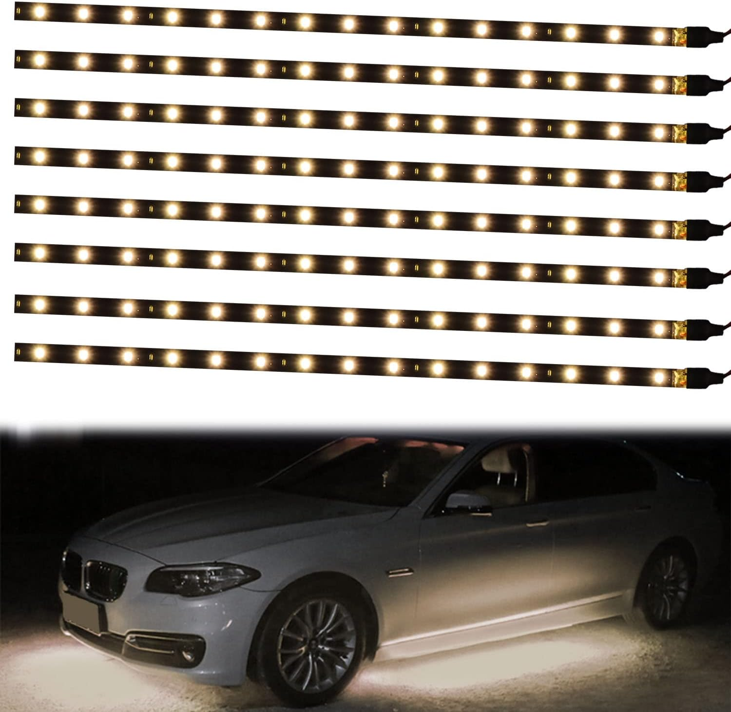 (8-Pack, Red) - XT AUTO 8Pcs 12V Super Bright 30Cm 15 LED Flexible Waterproof LED Strip Light for Car Interior & Exterior Decoration DRL Day Running Light or Boat Bus Garden - Red image number 5