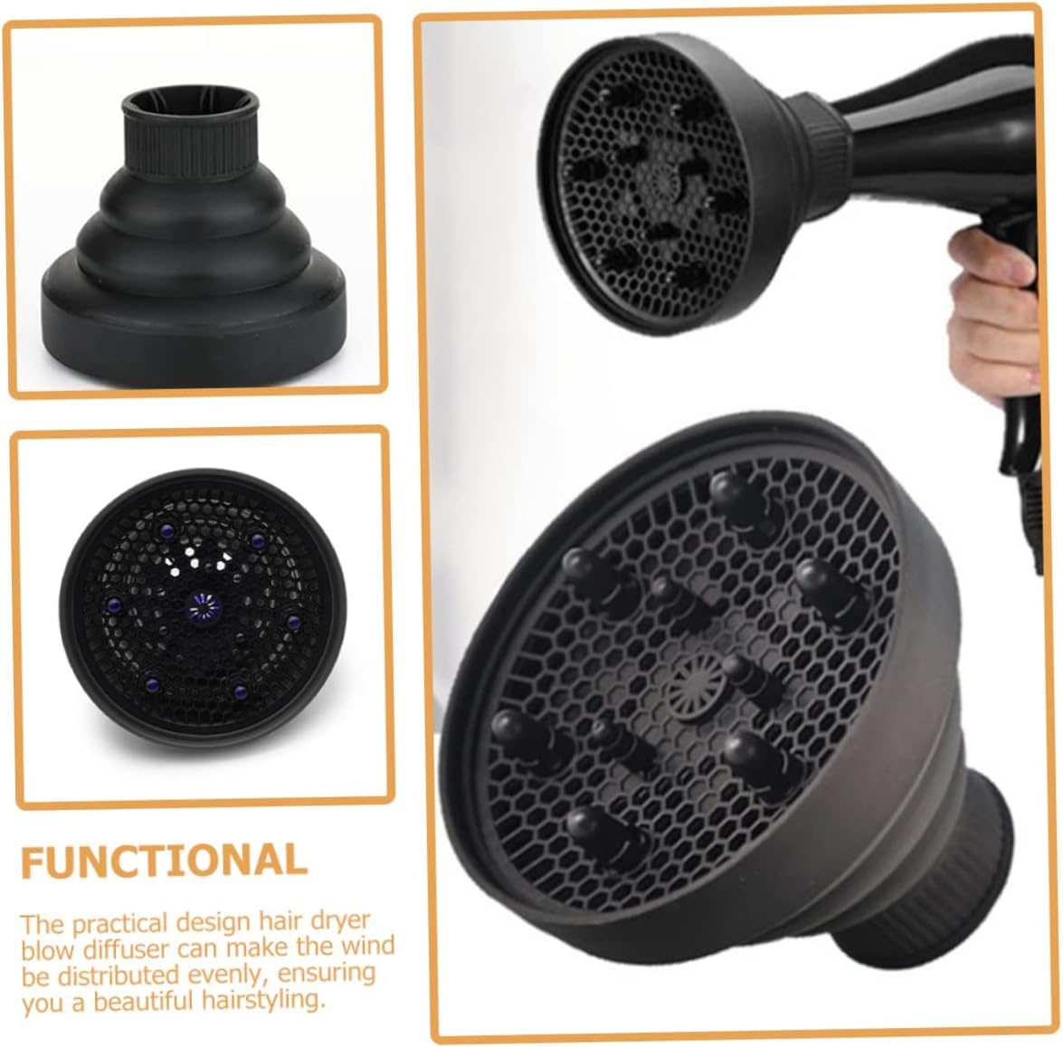 SAFIGLE Silicone Windshield Hair Diffuser Cover Portable Blow Dry Accessories for Curly Hair image number 1