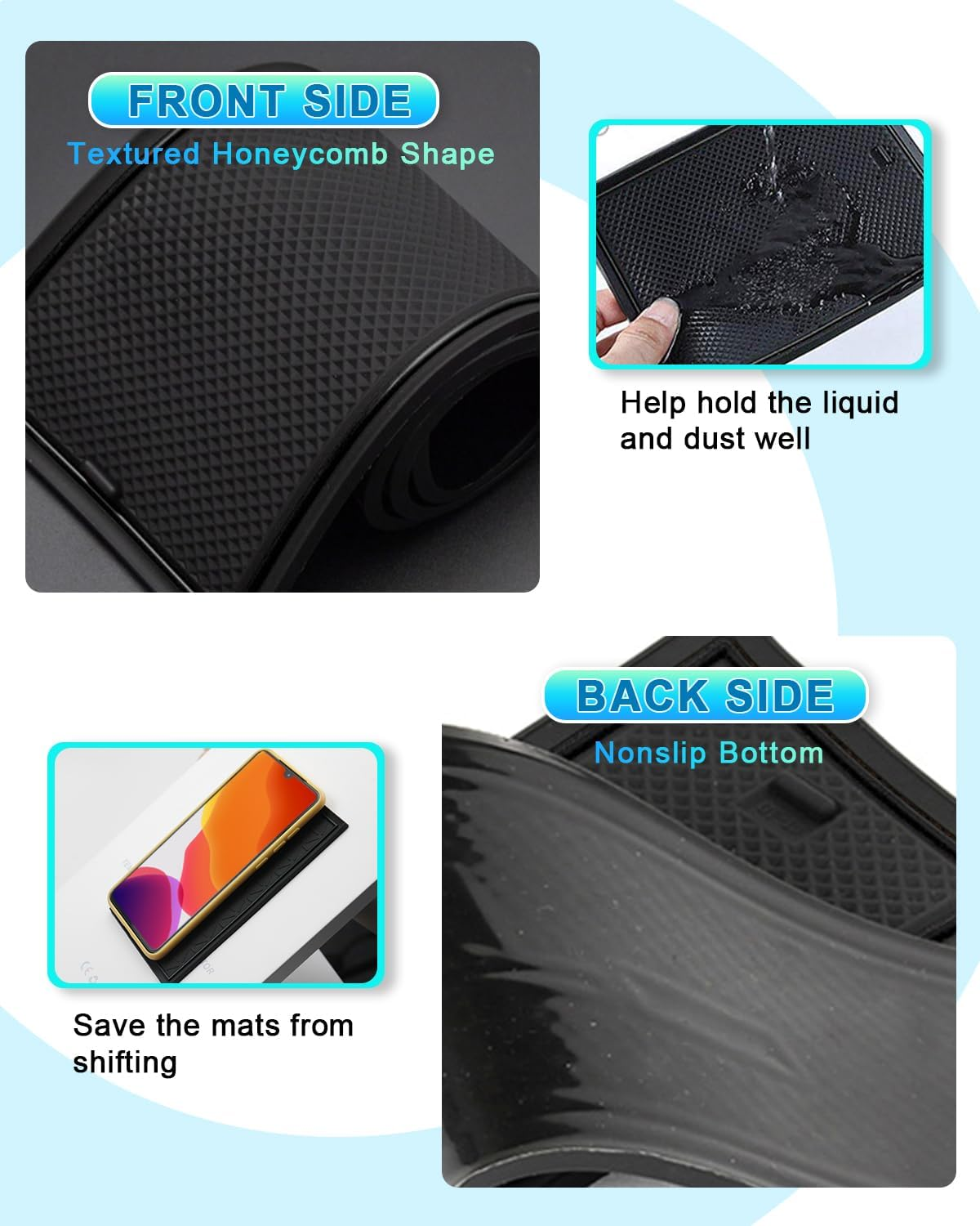 CDEFG Compatible with BMW X1 U11 2023 2024 2025 Rubber Mats Centre Console Non-Slip Mats Non-Slip Cup Holder Non-Slip Rubber Car Mat Ix1 X1 U11 Accessories (Black) image number 3