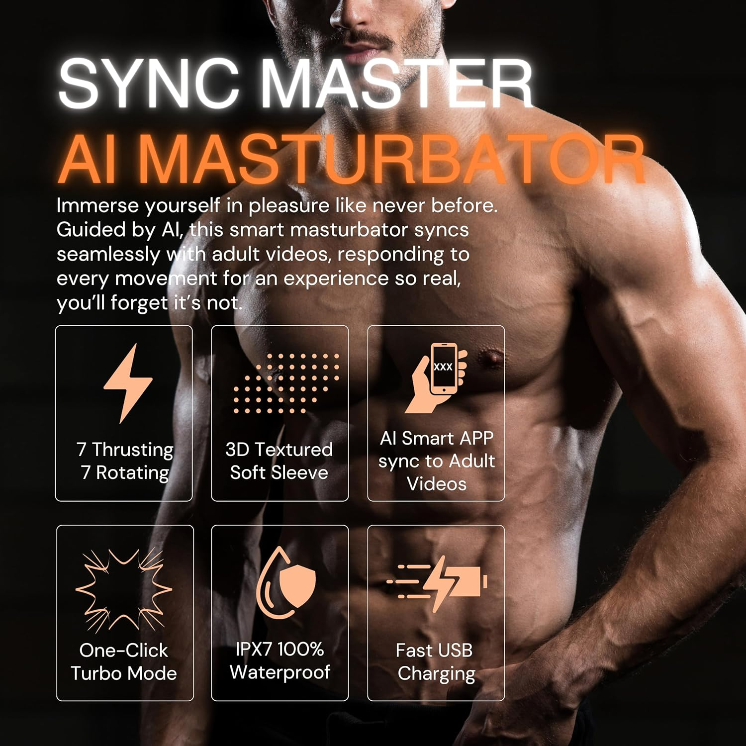 PLEASURE PULSE Male Masturbator Sex Toy for Men Smart AI APP Controlled Ai-Powered Motion Syncing to Adult Video Content NEW 2025 Next Gen Automatic Masturbating Cup with 7 Thrusting & 7 Rotating Modes for Penis Stimulation, Electric Pocket Pussy, 3D Realistic Blowjob, Hands-Free Stroker, Strong Suction Cup, Carbon Storm image number 2
