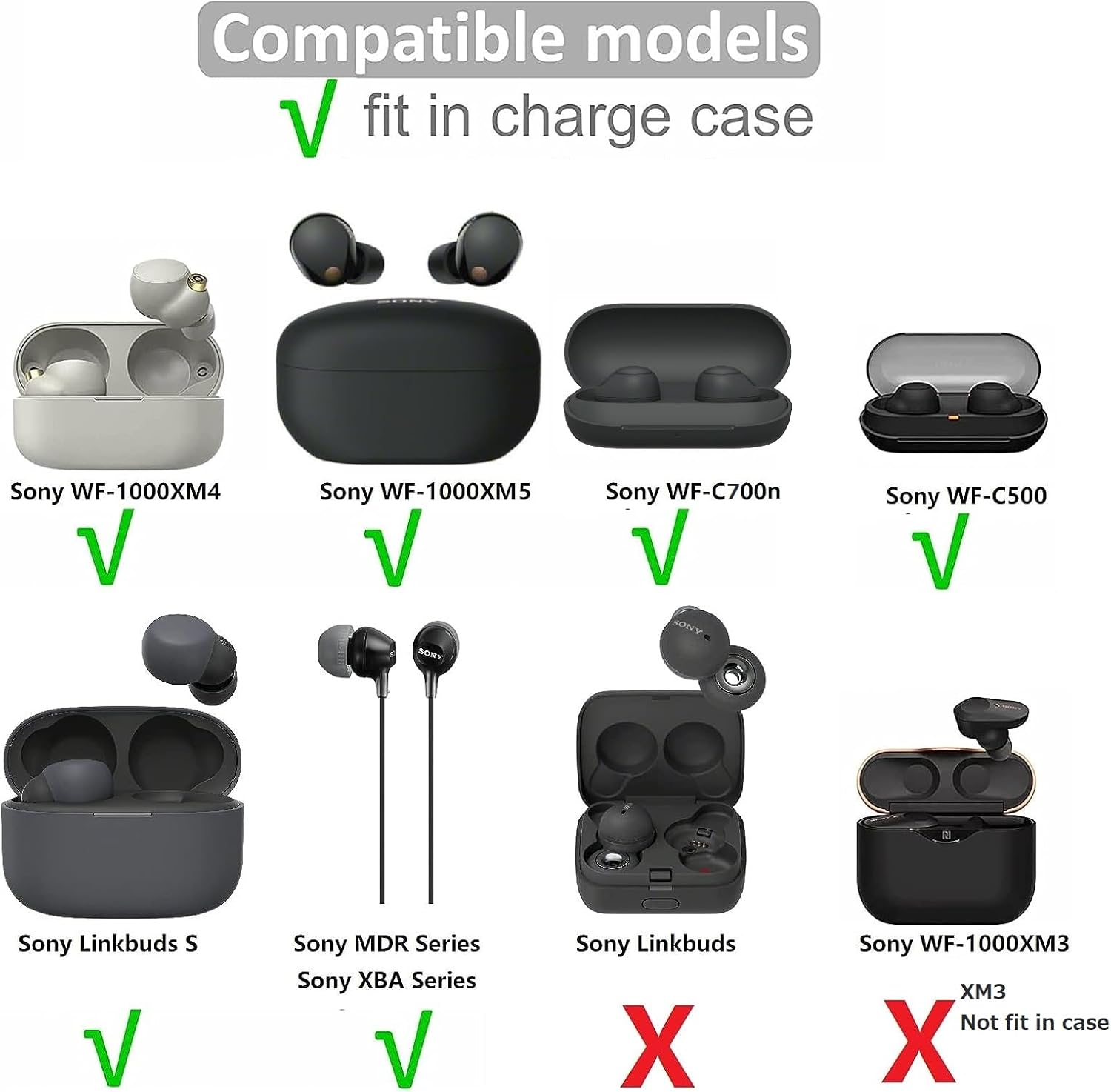 JNSA Replacement for Sony WF-1000XM4 1000XM3 Memory Foam Ear Tips Noise Canceling Foam Eartips Ear Plug Ear Tip L Size 3 Pairs, [Fit in Case], Black,Large Size (Foam4Xm4B3Pl) image number 4