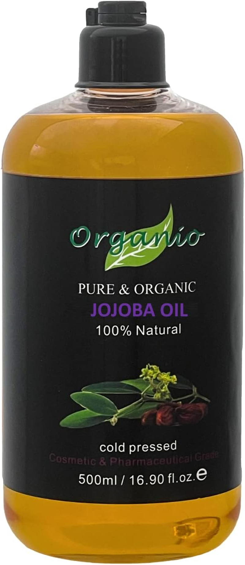 Organio JOJOBA OIL 100% PURE ORGANIC COLD PRESSED VIRGIN OIL SKINCARE 100ML 200ML 300ML (With Pump Included, 500Ml), Golden, 500 Ml (Pack of 1) image number 6