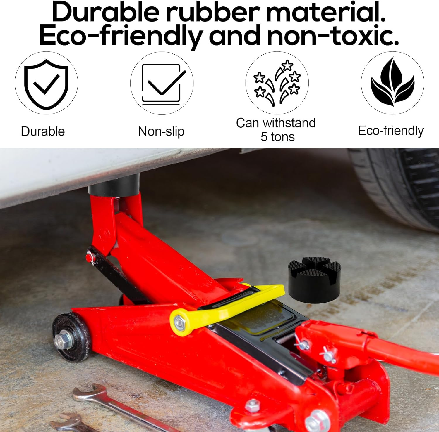 2Pcs Pinch Weld Jack Pad Adapter, Universal Rubber Thicker & Grippy Floor Jack Pads Slotted Frame Rail Protector for Car Truck image number 1