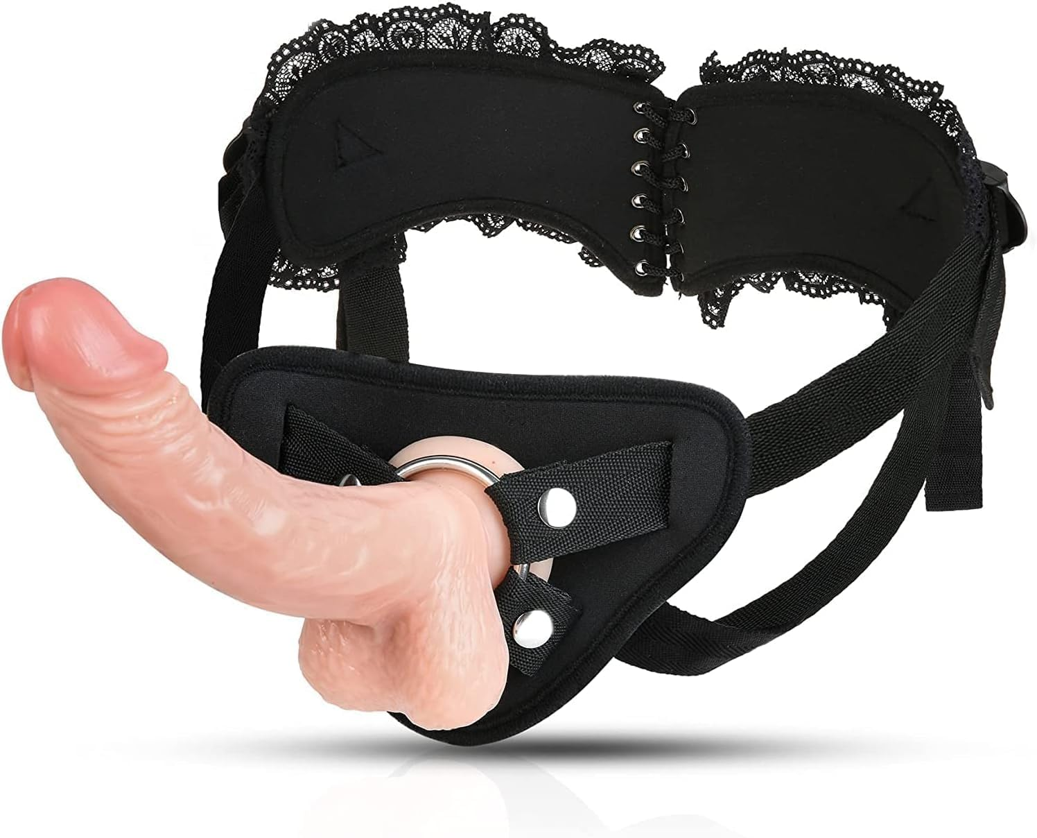 Strap on Dildo Harness for Pegging, Adjustable Sex Harness with Realistic Anal Silicone Dildo Penis G-Spot Stimulator Sex Toys for Women Lesbian Couple (Skin) image number 2