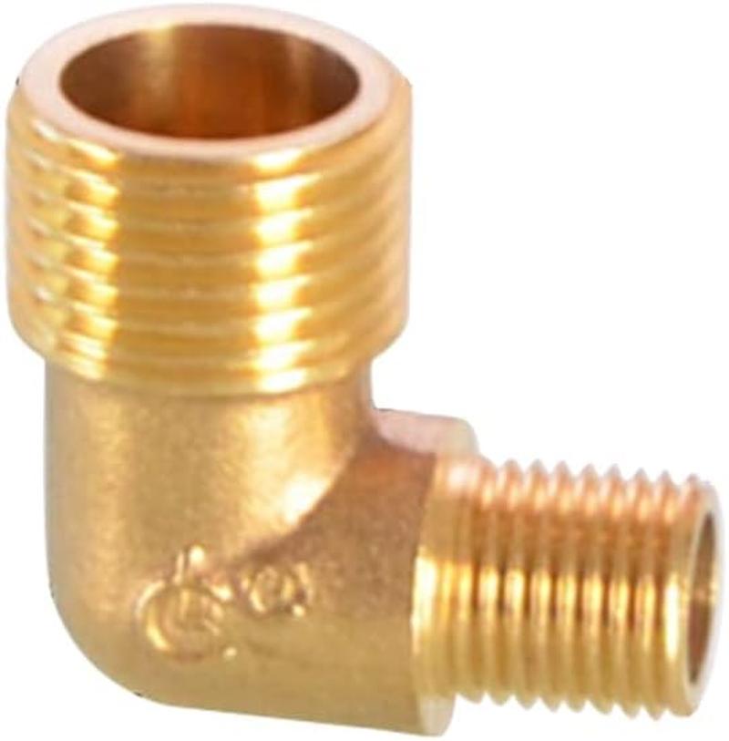 Threaded Fittings Brass Pipe, 90 Degree Elbow Connector Brass Hose Barb Fitting, BSP Thread Pipe Oil Gas Elbow Fitting Coupler (3/8" Male X 3/8" Male) image number 4