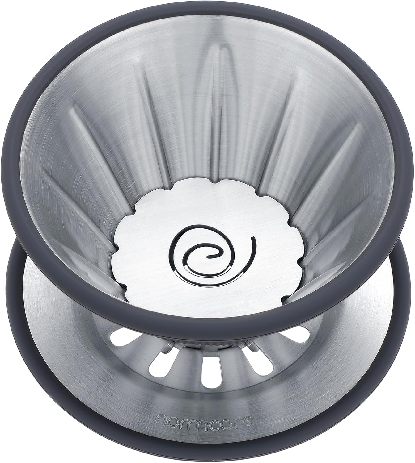 Normcore 2-In-1 Pour over Coffee Dripper, Brews 1-2 Cups Coffee Brewer, Use V60 and Wave Filter Paper Brewer, Titanium Coated 304 Stainless Steel, Black