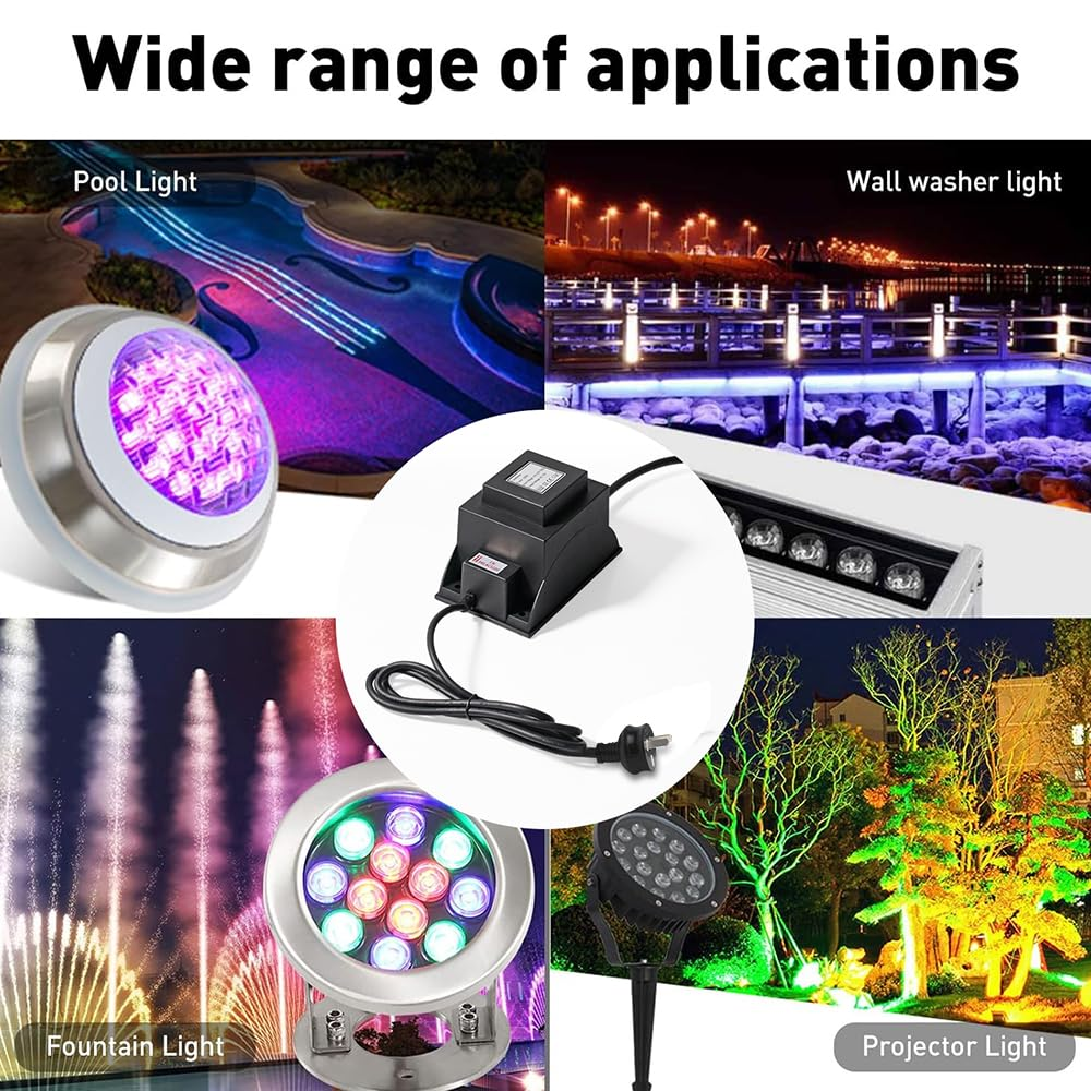Waterproof 12V AC Transformer 220V AC to 12V AC LED Power Supply, Voltage Converter LED Driver,Adapter for Outdoor Landscape Lighting, Fountain Lights,Underwater Swimming Pool Light (12V 60W) image number 2