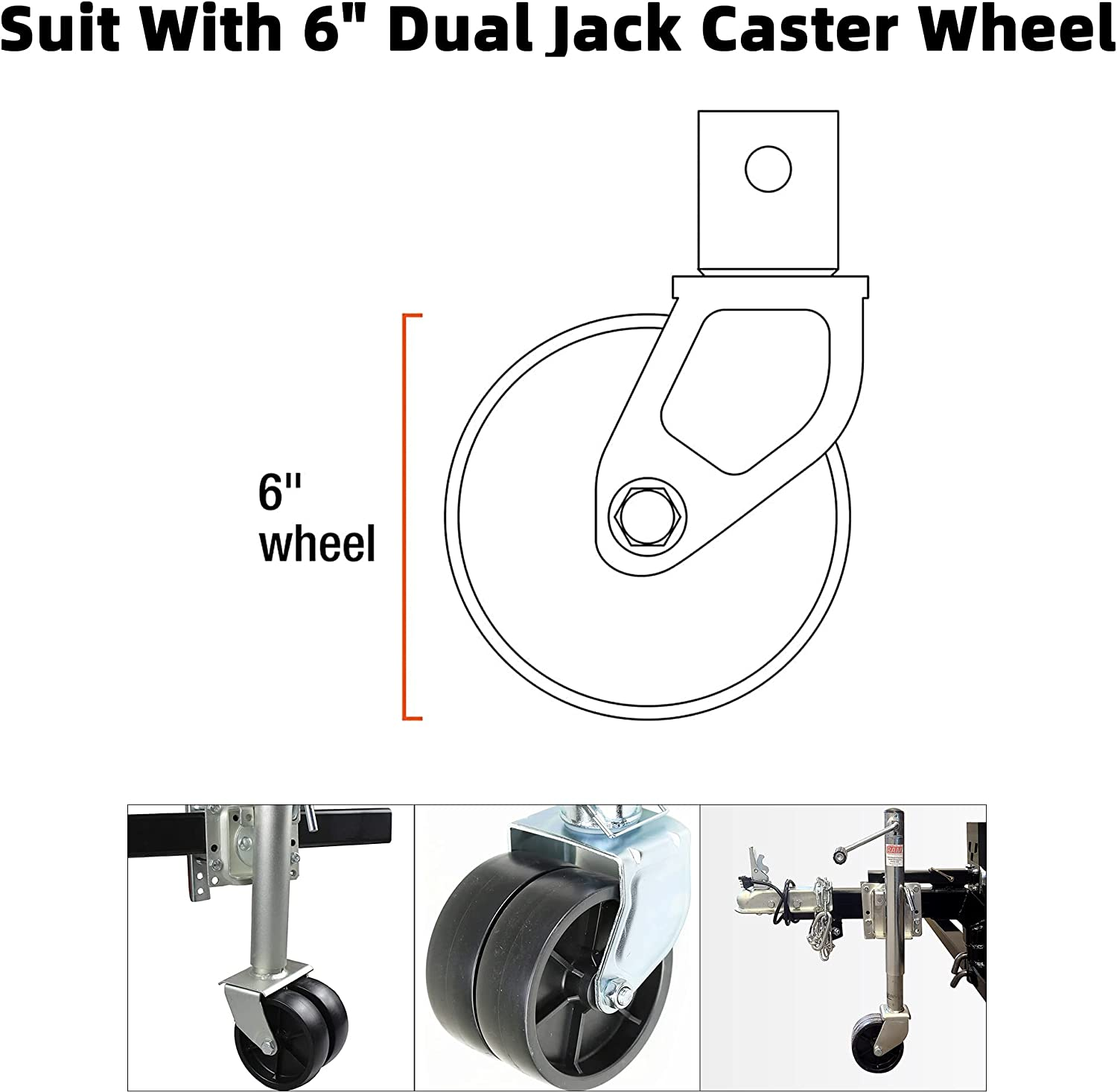 Isaddle Dual Trailer Swirl Jack Caster Wheel Dock - Heavy Duty Reinforced Rubber Travel Trailer Tongue Jack Double Wheel Chock Stabilizer for Boat RV Hitch Camper Tent Caravans Wheel Stopper image number 1