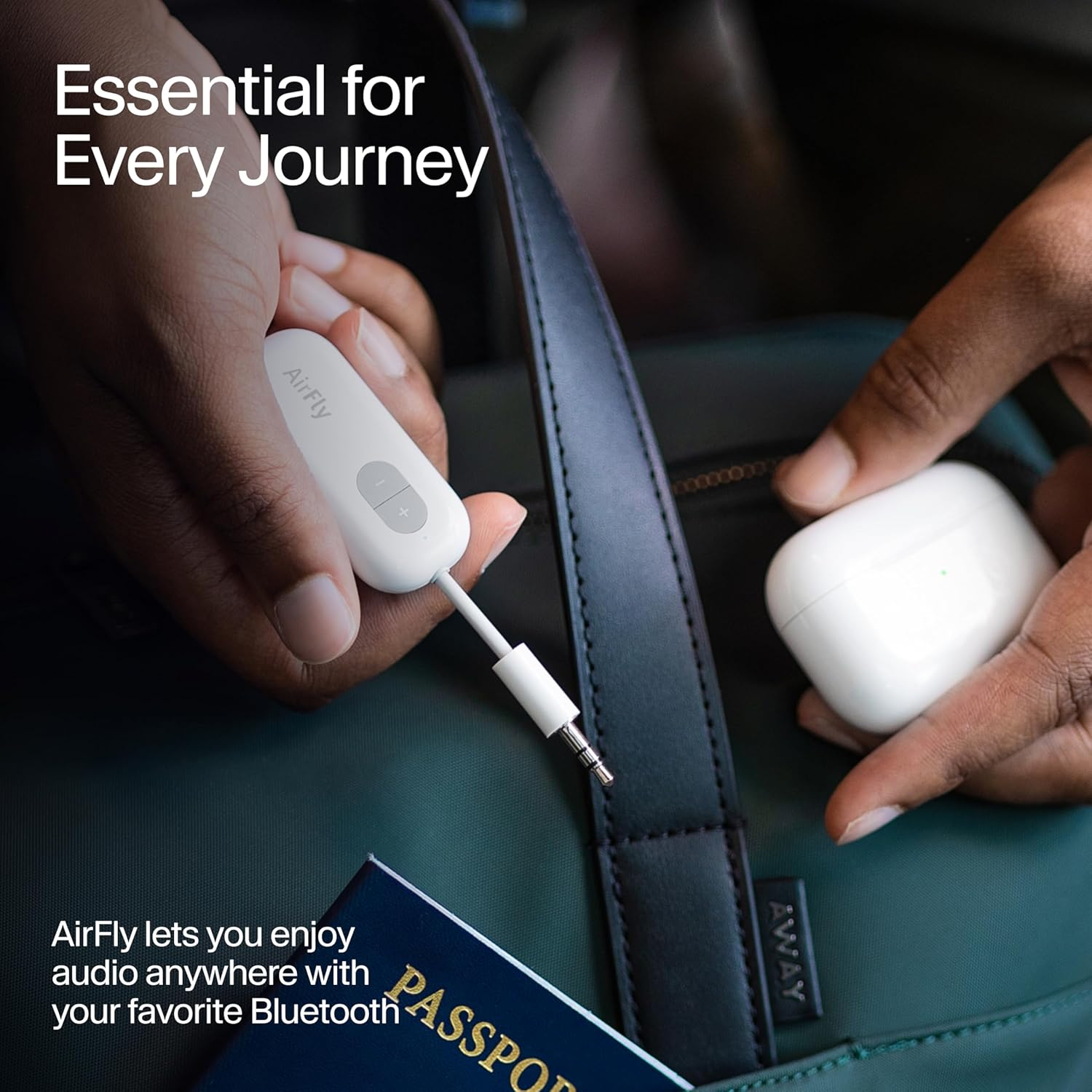 Twelve South 4353 Airfly SE | Wireless Transmitter/Receiver with Audio Sharing for up to 2 Airpods/Wireless Headphones to Any Audio Jack for Use on Airplanes, Boats or in Gym, Home, Auto image number 5