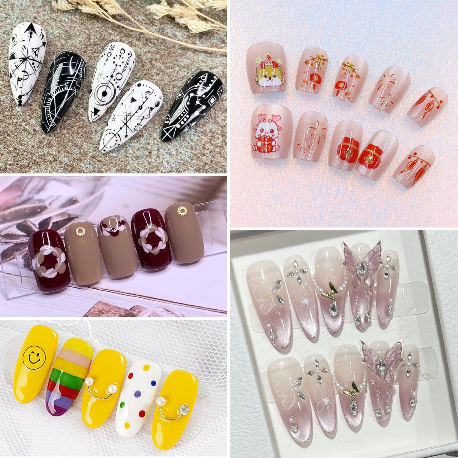 Icovalescent 8-Piece Nail Brush Set, Nail Design Brushes, Nail Art Dotting Tools, Dual-Ended Professional Acrylic Nail Art Pen for Making Nail Polish, Dotting, Fine Painting, DIY image number 5