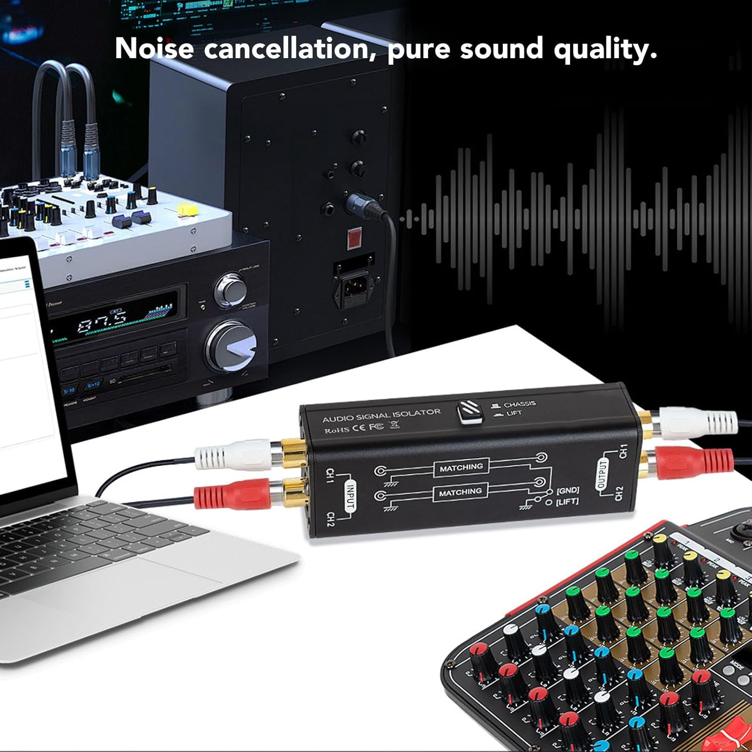 Ground Loop Noise Isolator, Buzzing Noise Filter, Buzzing Noise Elimination for Car Audio and Home Stereo System, Ground Loop Noise Filter Stereo Audio Noise Isolator Box image number 5