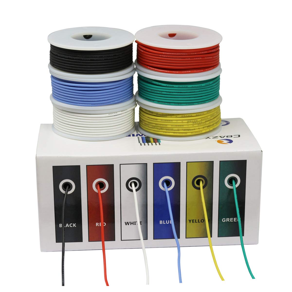 CBAZY&trade; Hook up Wire Kit (Stranded Wire Kit) 30 Gauge Flexible Silicone Rubber Electric Wire 6 Colors 32.8 Feet Each 30 AWG image number 4