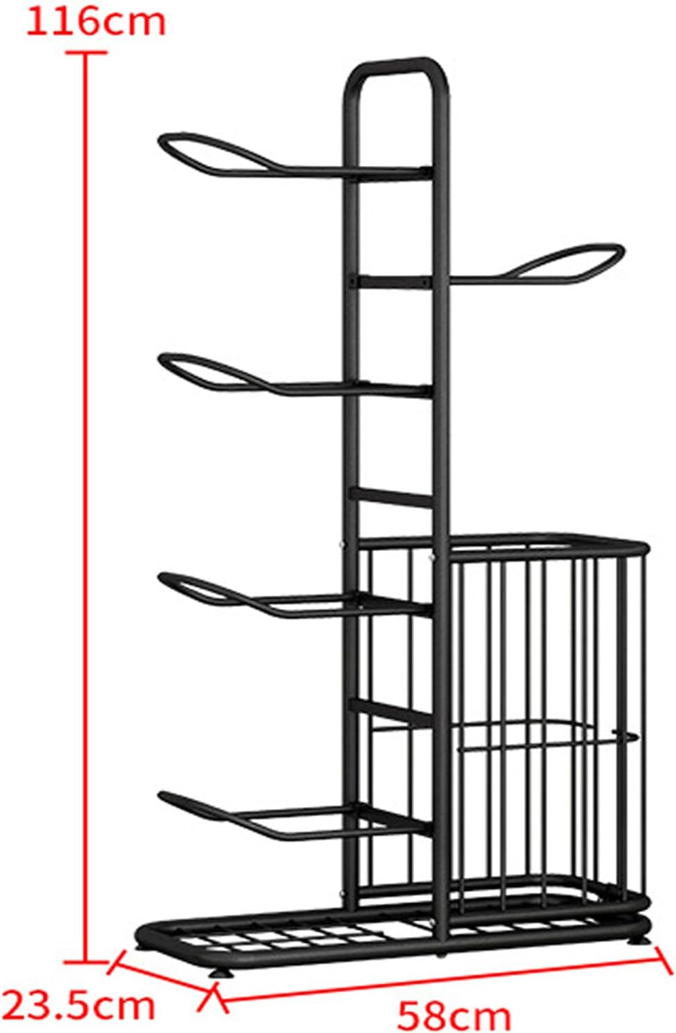 Fohouse Garage Sports Equipment Organizer with Basket, Ball Storage Rack, Football Stand, Ball Storage Garage, Ball Holder - White image number 6