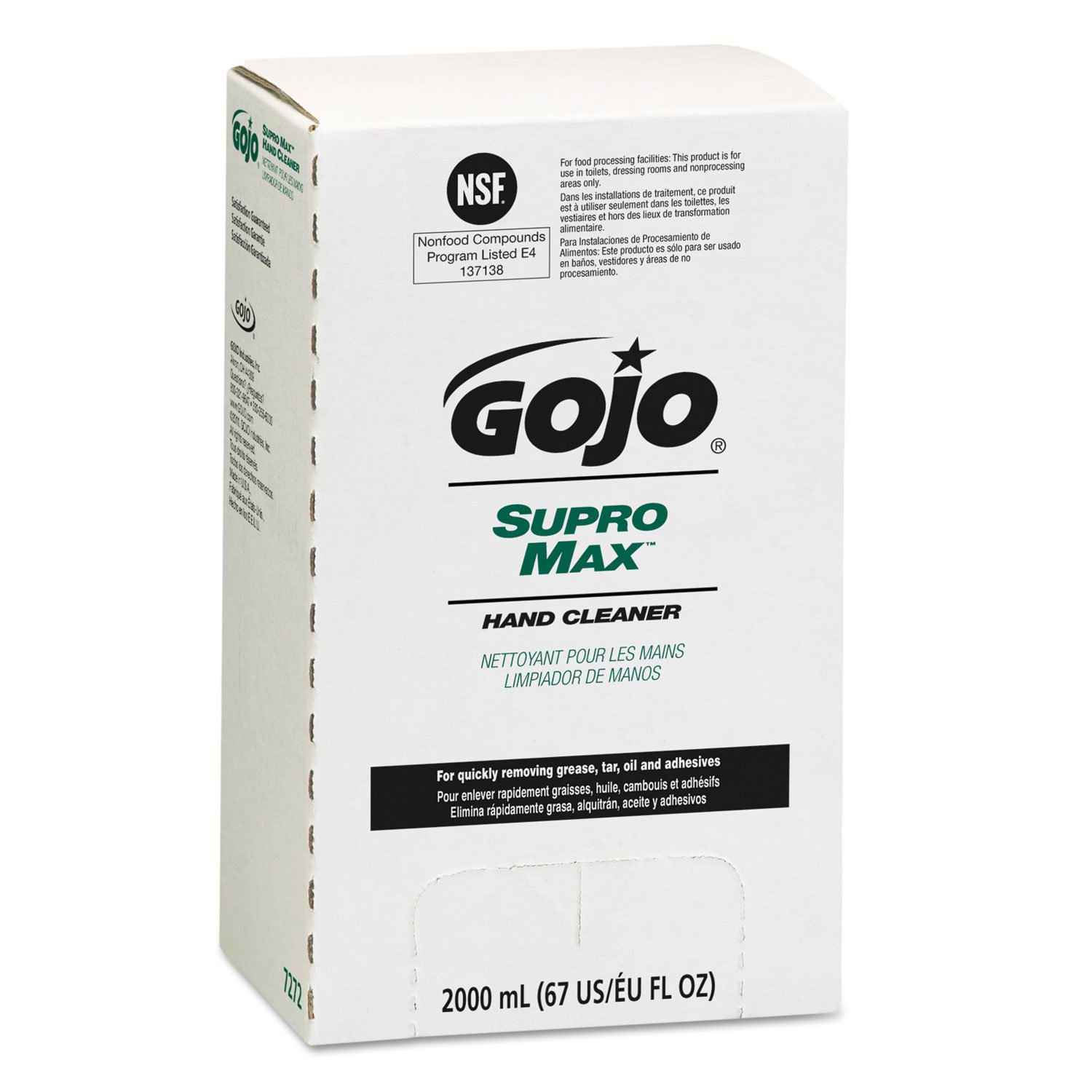 GOJO 727204 SUPRO MAX Hand Cleaner, 2000Ml Pouch