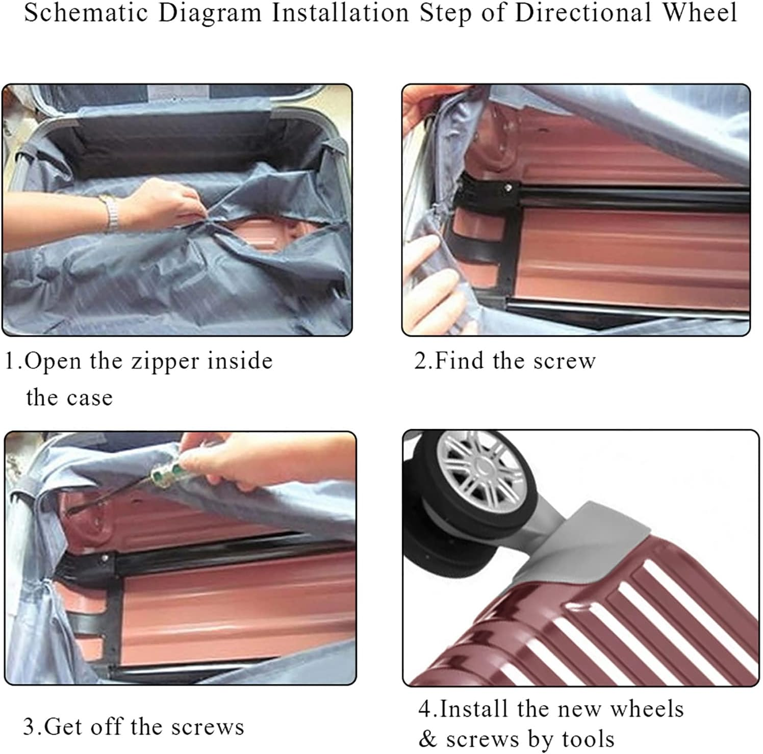 KOSDFOGE Luggage Wheels Replacement One Pair Luggage Suitcase Casters Swivel Wheels Nylon Black Luggage Wheels for Replacement Upgrade Travel image number 4