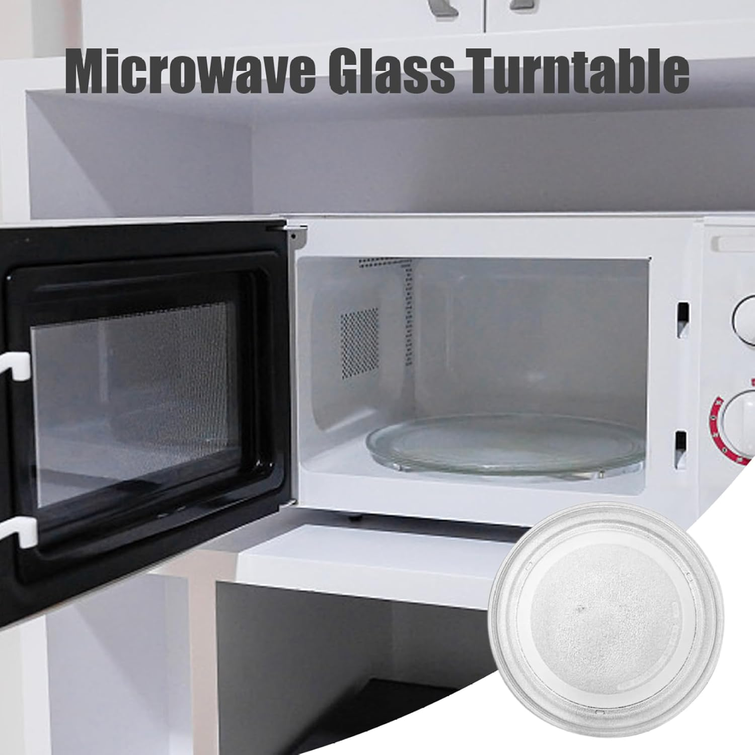 Microwave Plate Replacement Universal-Fit 9.6 Inch Turntable Glass Microwave Tray with 3 Arm Turntable Ring for 17-25L, Tray, Plate Replacement image number 4