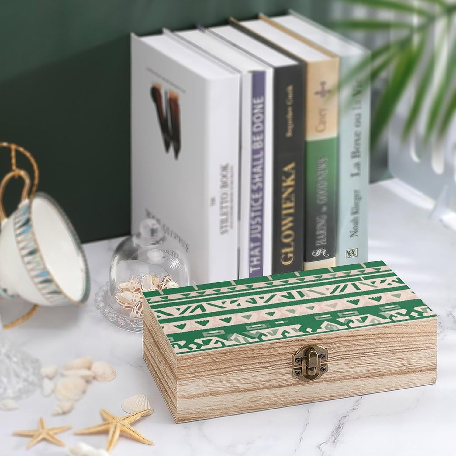 Aztec Fringe Pattern Wooden Box Wood Wedding Keepsake Boxes with Lids Small Decorative Boxes Lightweight Wooden Memory Storage Box for Crafts Keepsakes Jewelry Photo Letter Storage image number 4