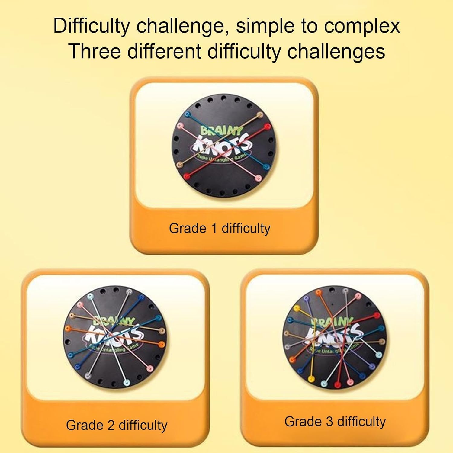 Brainy Knots Rope Untangling Game | Twisted Rope Puzzle Game | Rope Knots Untangle Stack Puzzle Sorting Board Game | Brain Teaser Fine Motor Skills Toy | String Solution Central Lacing Toys