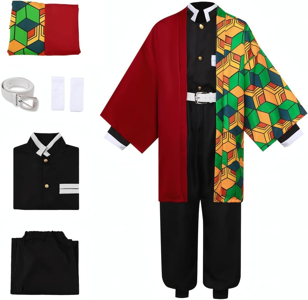 Slowton Kimono Cosplay Costume Set for Kids, Japanese Anime Cosplay Outfits for Halloween Dress Up