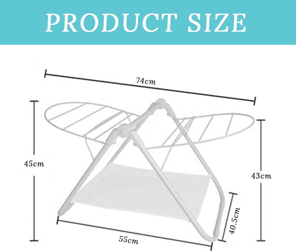 GUDAJIN Compact Tabletop Airer Stand, Folding Winged Hanger Shelf, Dual-Level Laundry Tower for Undergarments, Facecloths, Indoor Washroom, Outdoor Patio, Space-Saving Portable Frame image number 2
