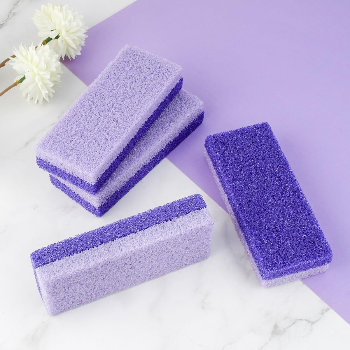 4 Pcs Foot Pumice Stone and Scrubber for Feet and Heels Callus and Dead Skins (Purple) image number 3