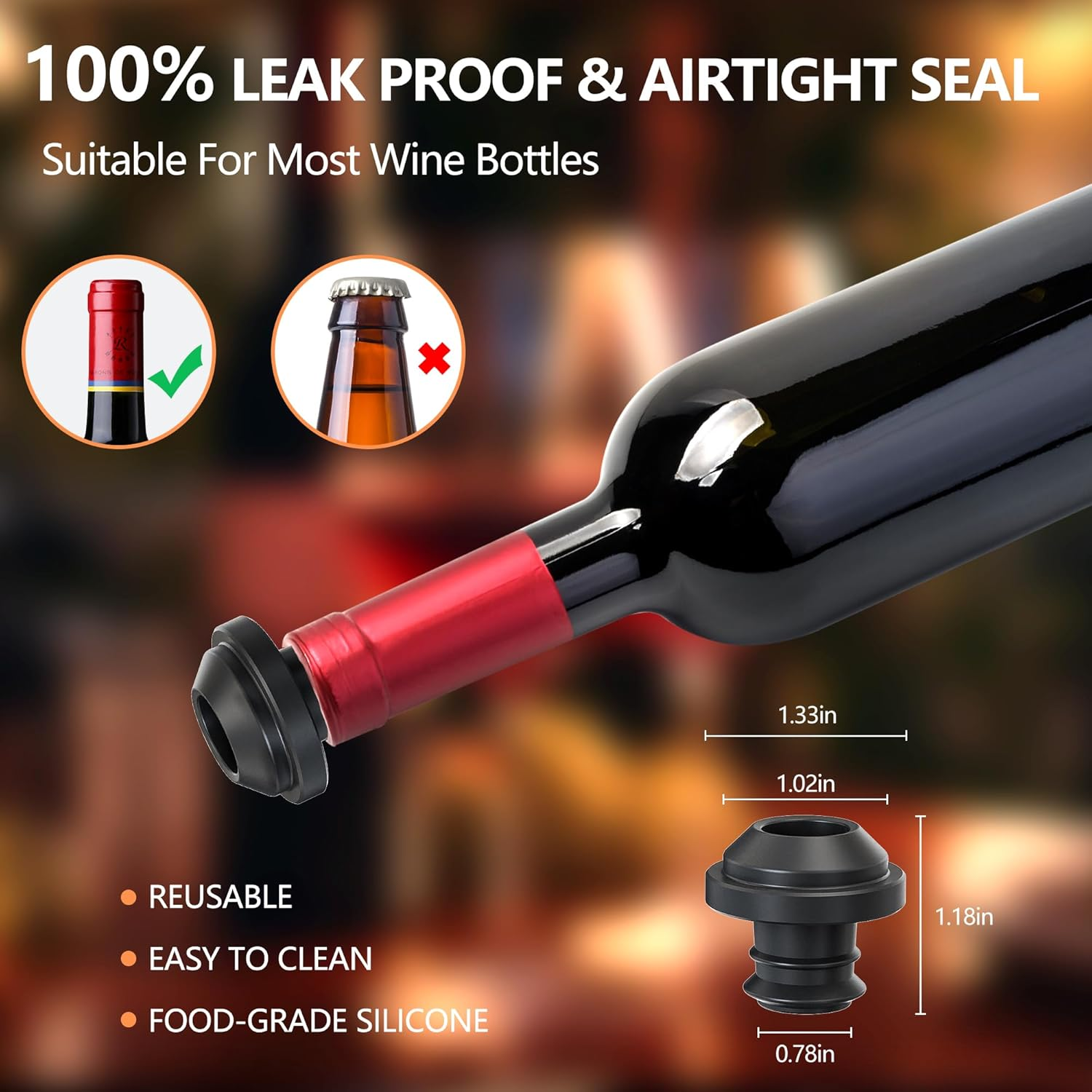 BGFOX Electric Wine Saver Pump with 4 Reusable Vacuum Stoppers, Automatic Wine Air Remover Pump Bottle Stoppers, Rechargeable Wine Preserver Bottle Sealer Keeps Wine Fresh, Gifts for Wine Lovers image number 3