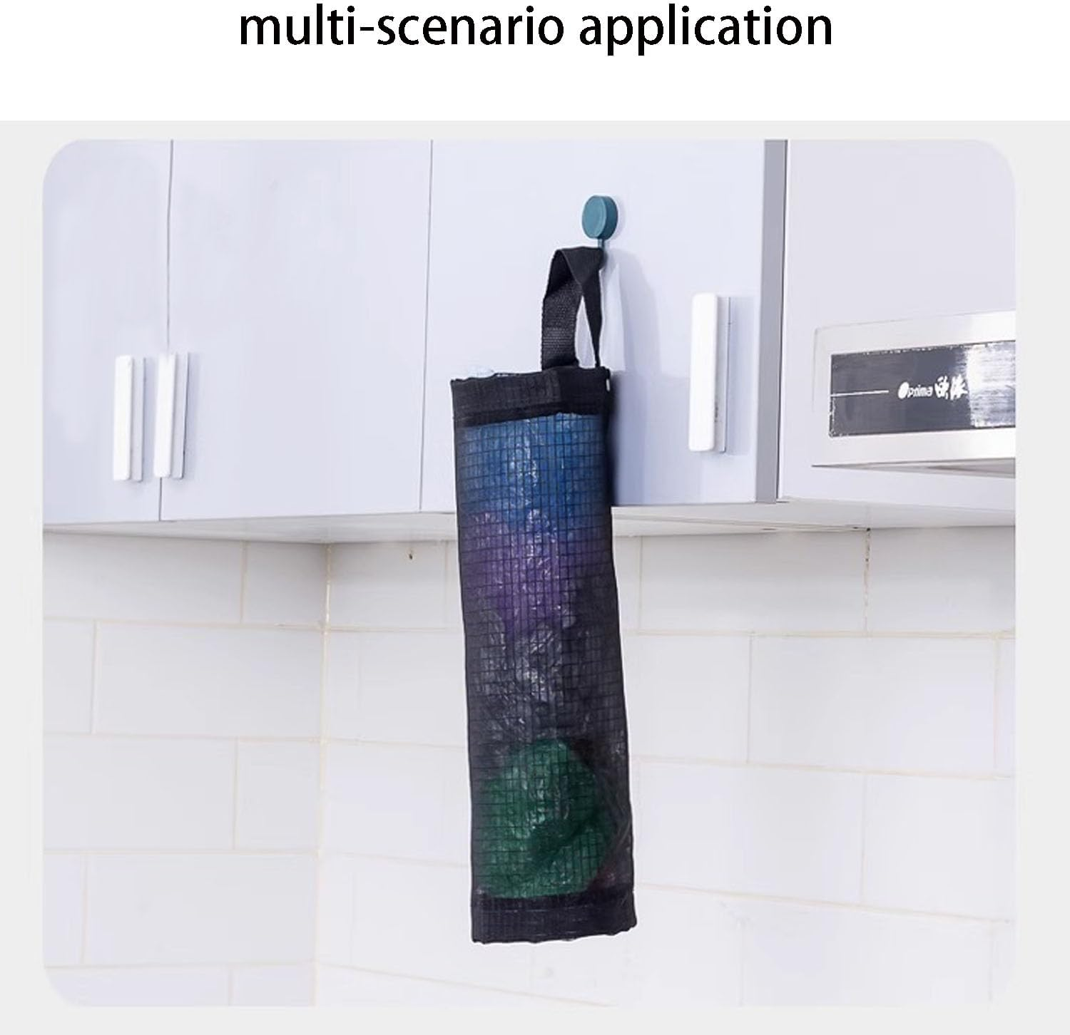 Plastic Bag Holder Dispenser 2PCS, Hanging Storage Bag Trash Bag, Plastic Bag Holder Mesh Grocery Bag Holder, Black image number 2