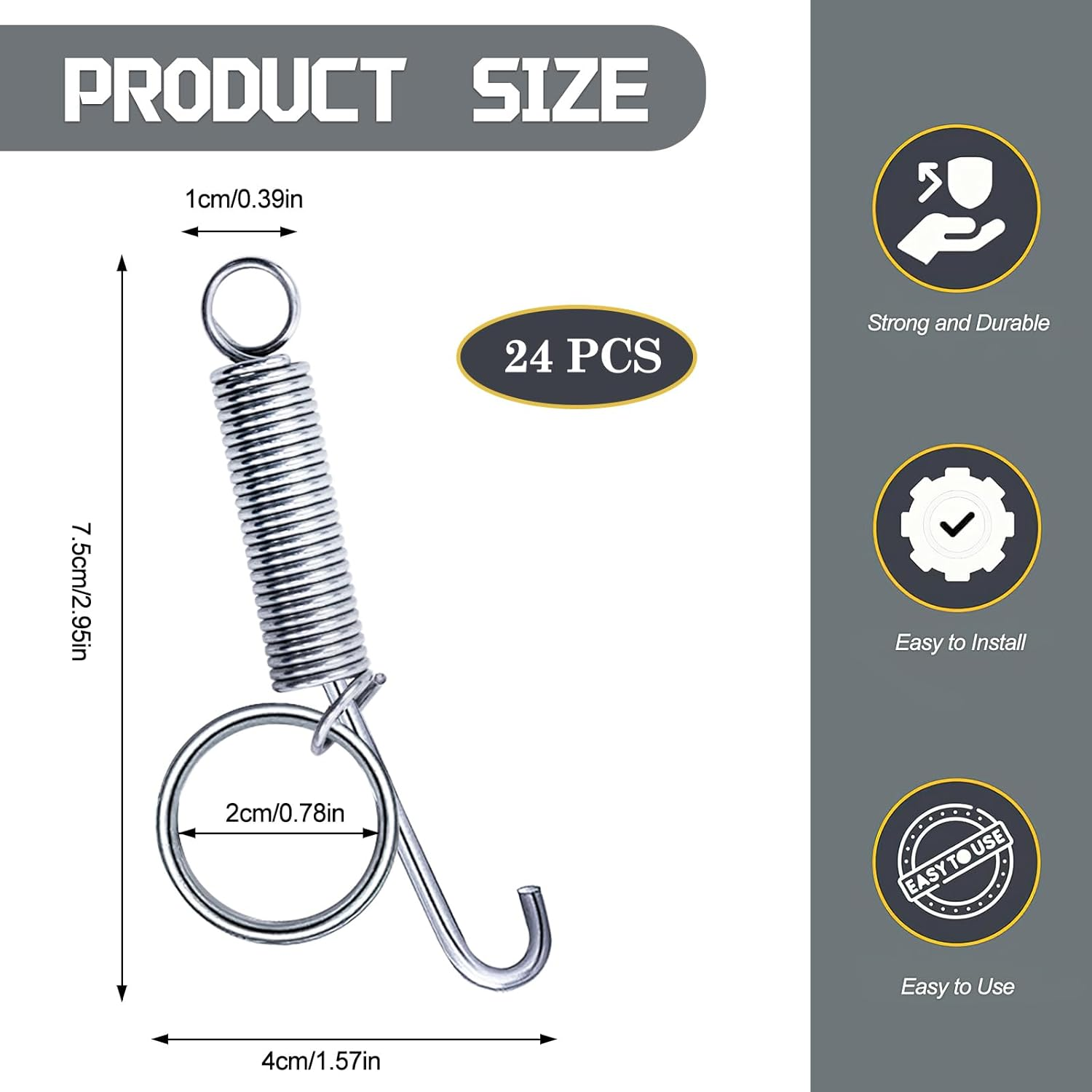 24Pcs Silver Metal Finger Spring Hook Lock Spring Latch for Stabilized Bird，Cat， Hamster， Rabbit，Dog，Parrot，Hedgehog Pet Wire Cage Door image number 6