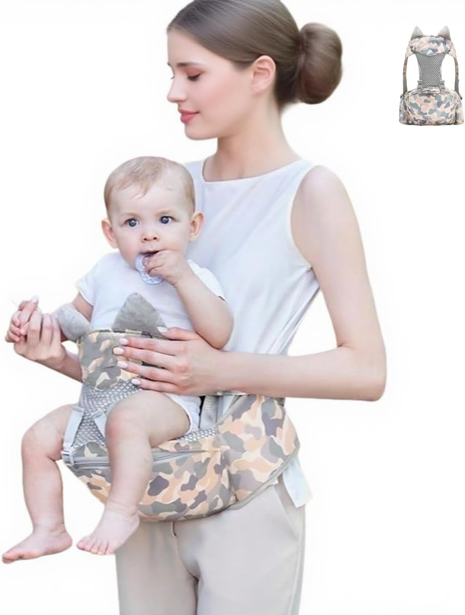 Baby Hip Seat Carrier with Adjustable Waistband & Breathable Mesh, Ergonomic Baby Carrier with Non-Slip Hip Seat, Storage Pocket and Adjustable Straps for Newborns to Toddlers (Leaf) image number 6