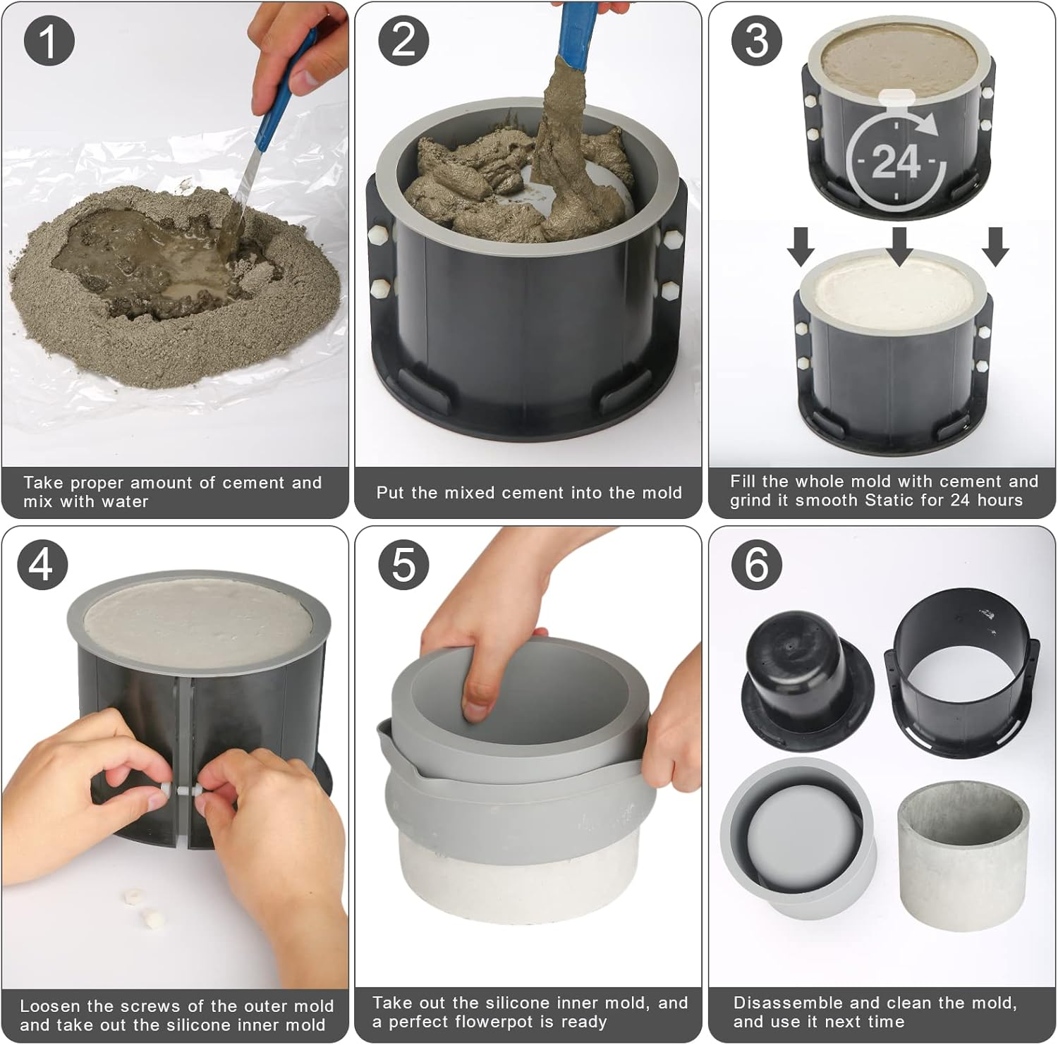 Osilifen Big round Silicone Planter Mold, 7 Inch Large round Concrete Molds for Cylinder Flower Pot Making, DIY Handcraft image number 2