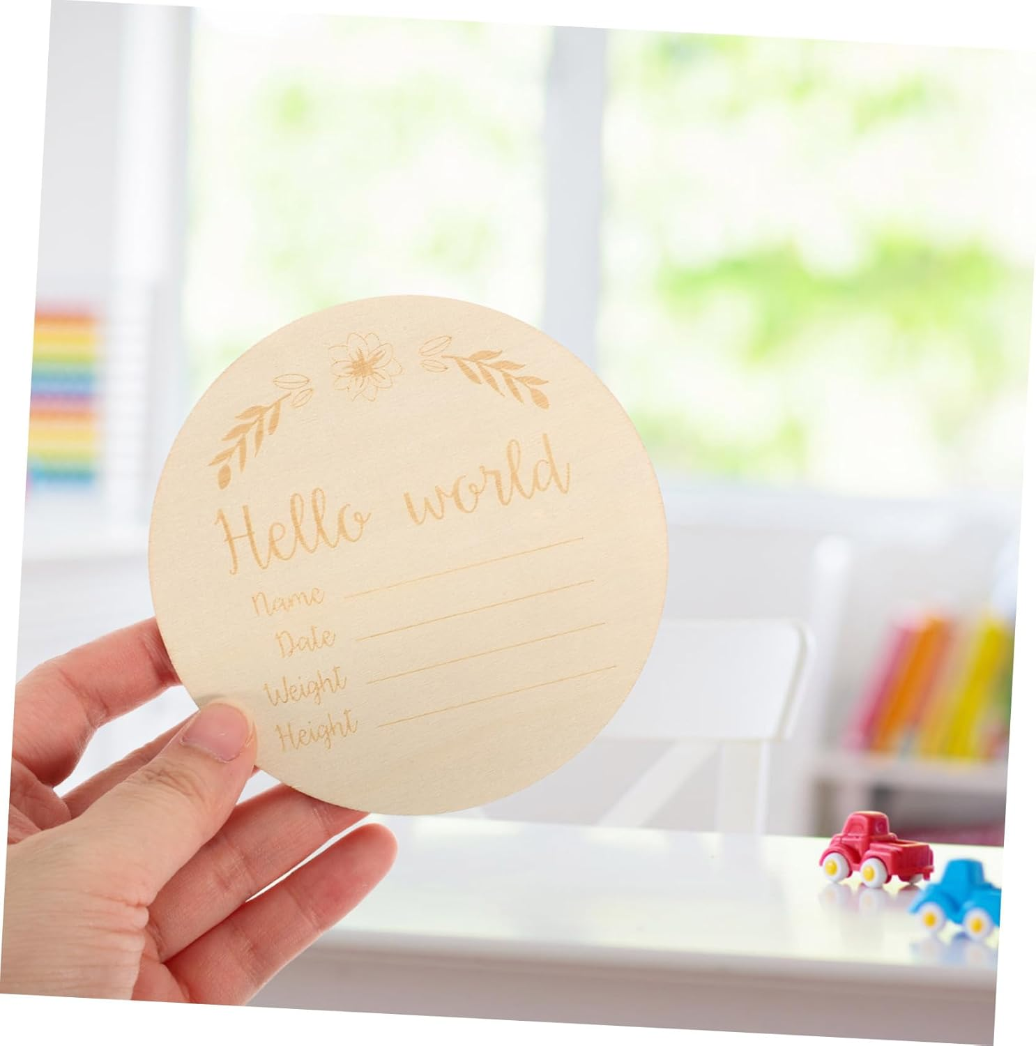 Jojofuny 14Pcs Wooden Monthly Milestone Discs Newborn Shower Unique Milestone Cards Photo Prop Decor Wooden Circles image number 3