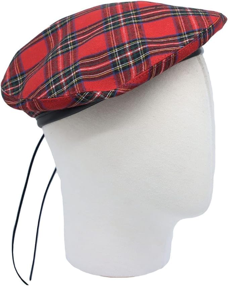 Plaid Beret Hat Check Beanie Cap Retro Red Checkered Beret (AU, Alpha, One Size, Red) image number 5