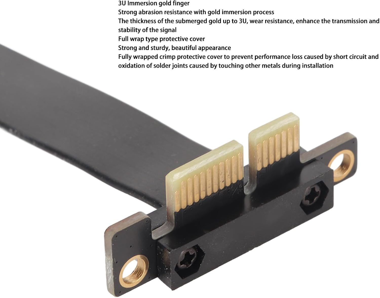 PCIE 3.0 Extension Cable, 30CM / 11.8In Pcie 3.0 1X Riser Cable, Dual 90 Degree Ribbon Adapter for Sound Cards, Network Cards, Data Cards, Graphics Cards, Adapter Cards image number 1